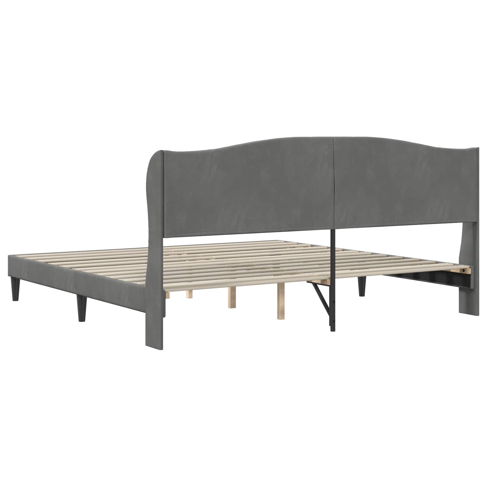 Bed Frame with Headboard Dark Grey 180 x 200 cm Velvet