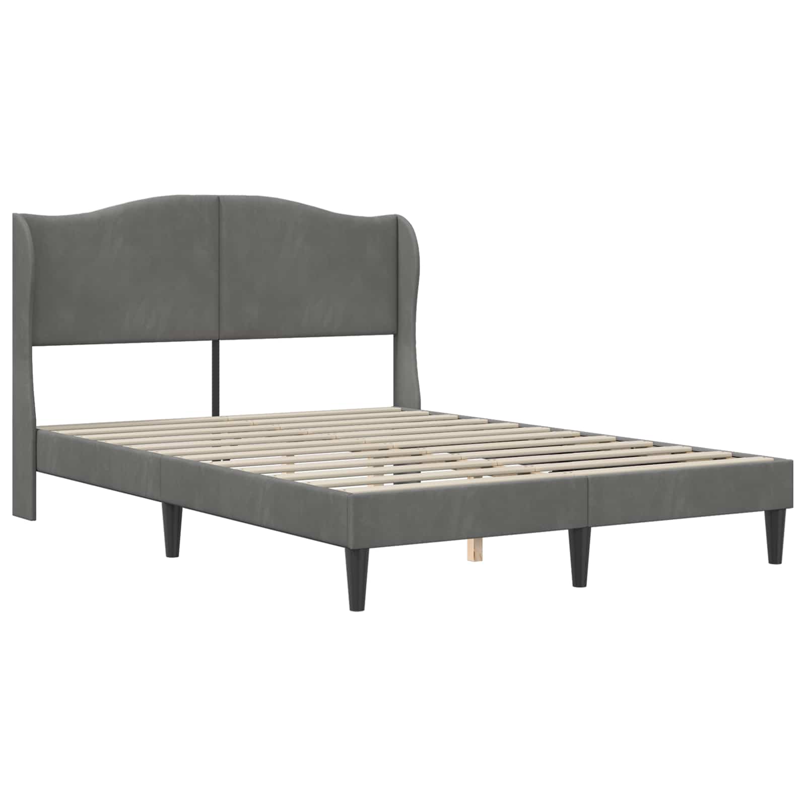 Bed Frame with Headboard Dark Grey 137 x 190 cm Velvet