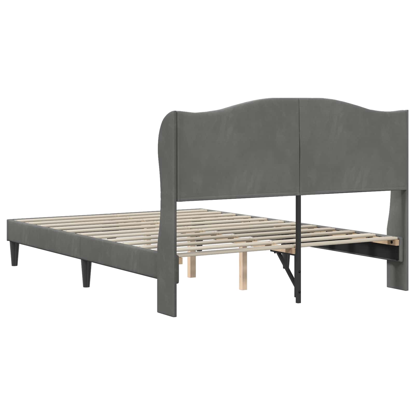 Bed Frame with Headboard Dark Grey 137 x 190 cm Velvet