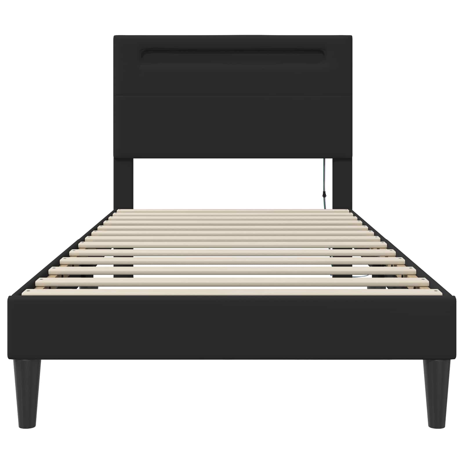 Bed Frame with LED Strip Lights Black 90 x 190 cm Faux Leather