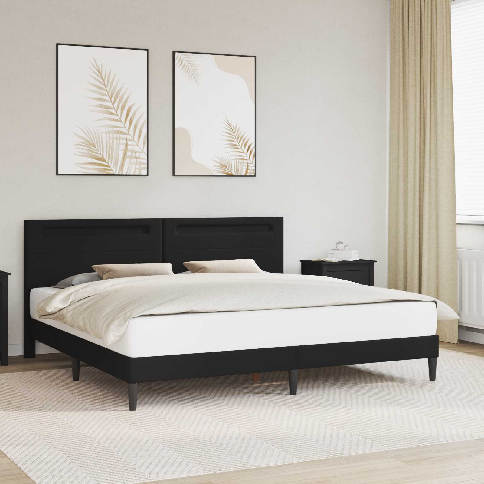Bed Frame with LED Strip Lights Black 180 x 200 cm Faux Leather