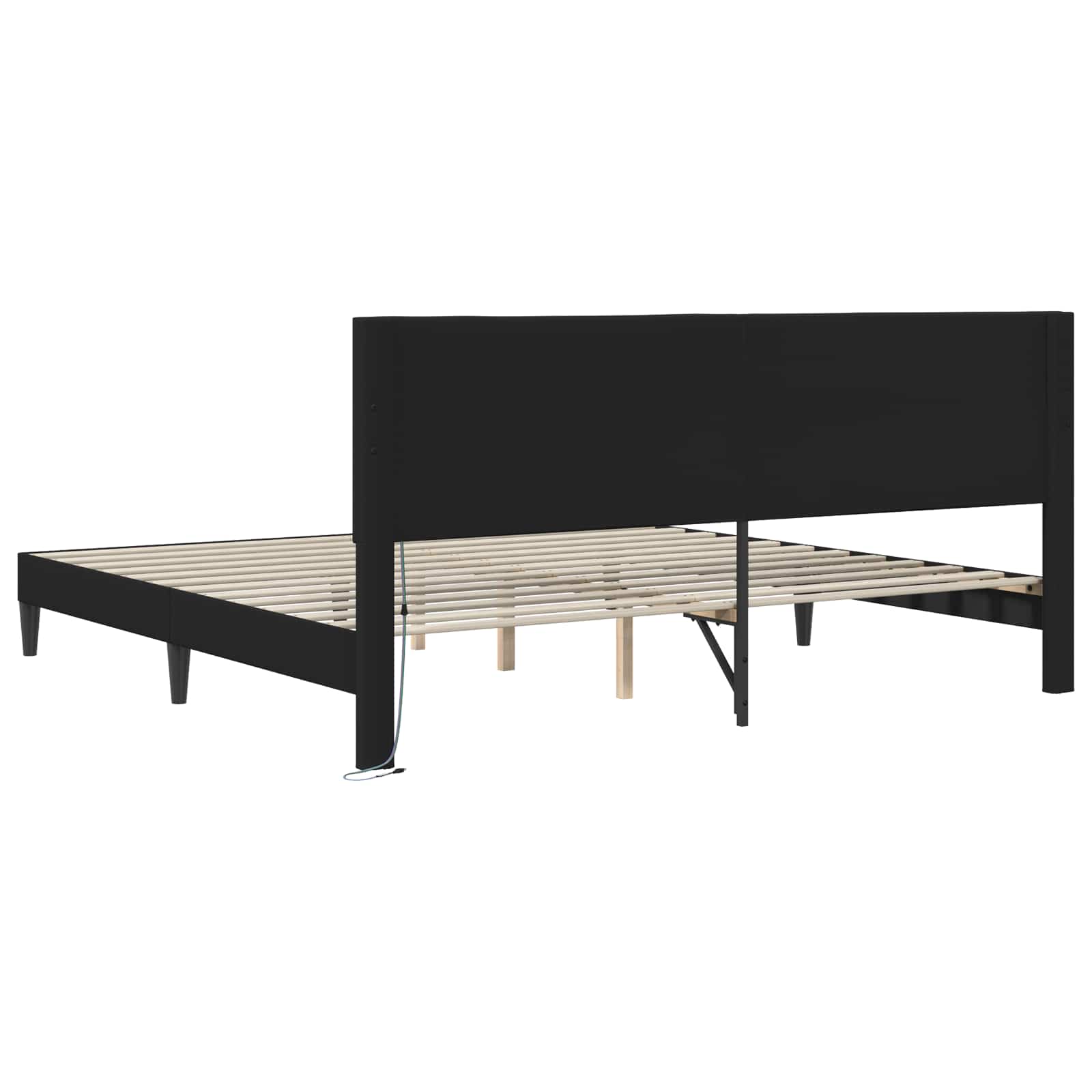 Bed Frame with LED Strip Lights Black 180 x 200 cm Faux Leather