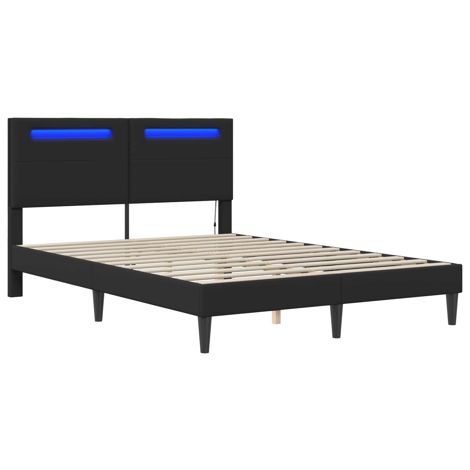 Bed Frame Black 137 x 190 cm Faux Leather