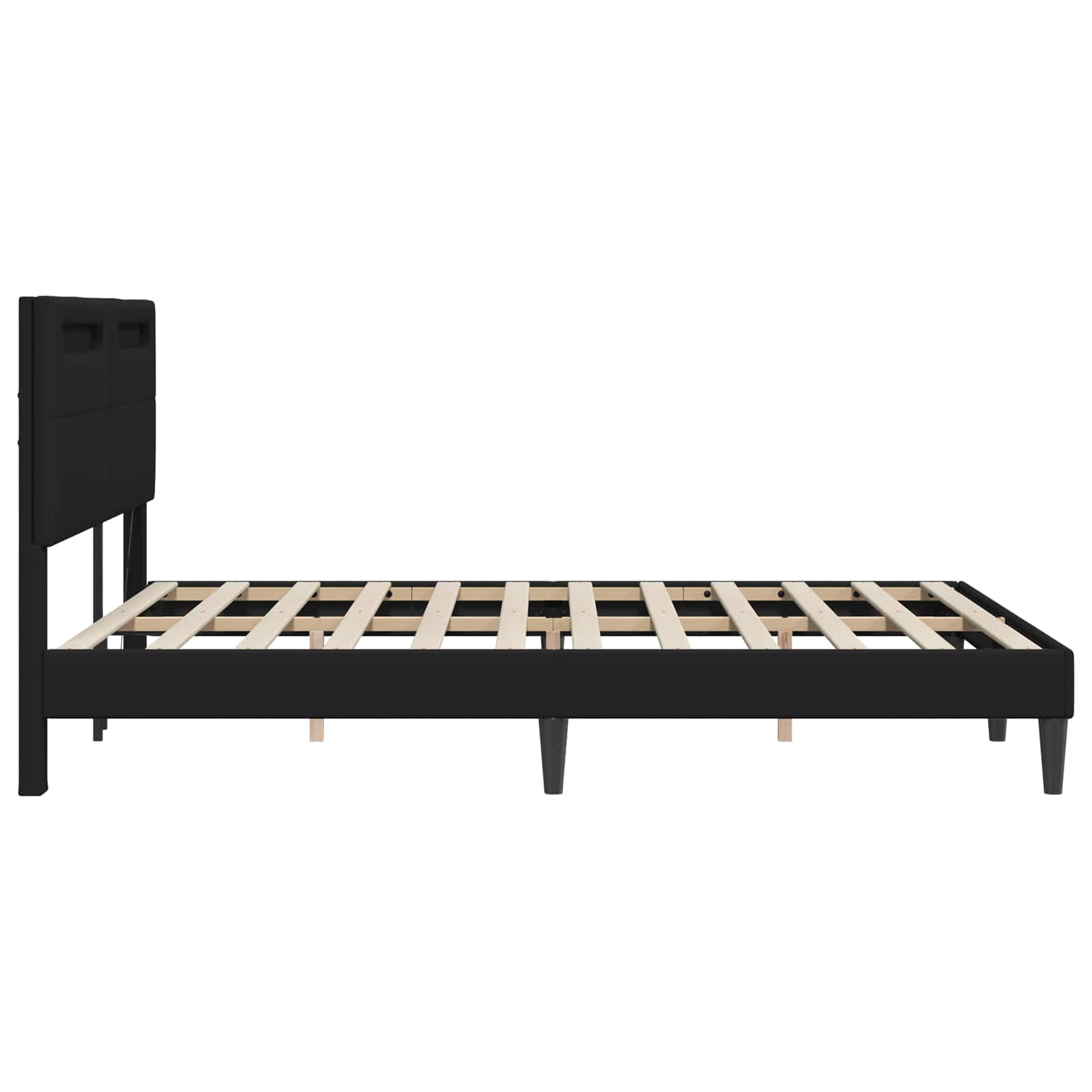 Bed Frame Black 153 x 203 cm Faux Leather