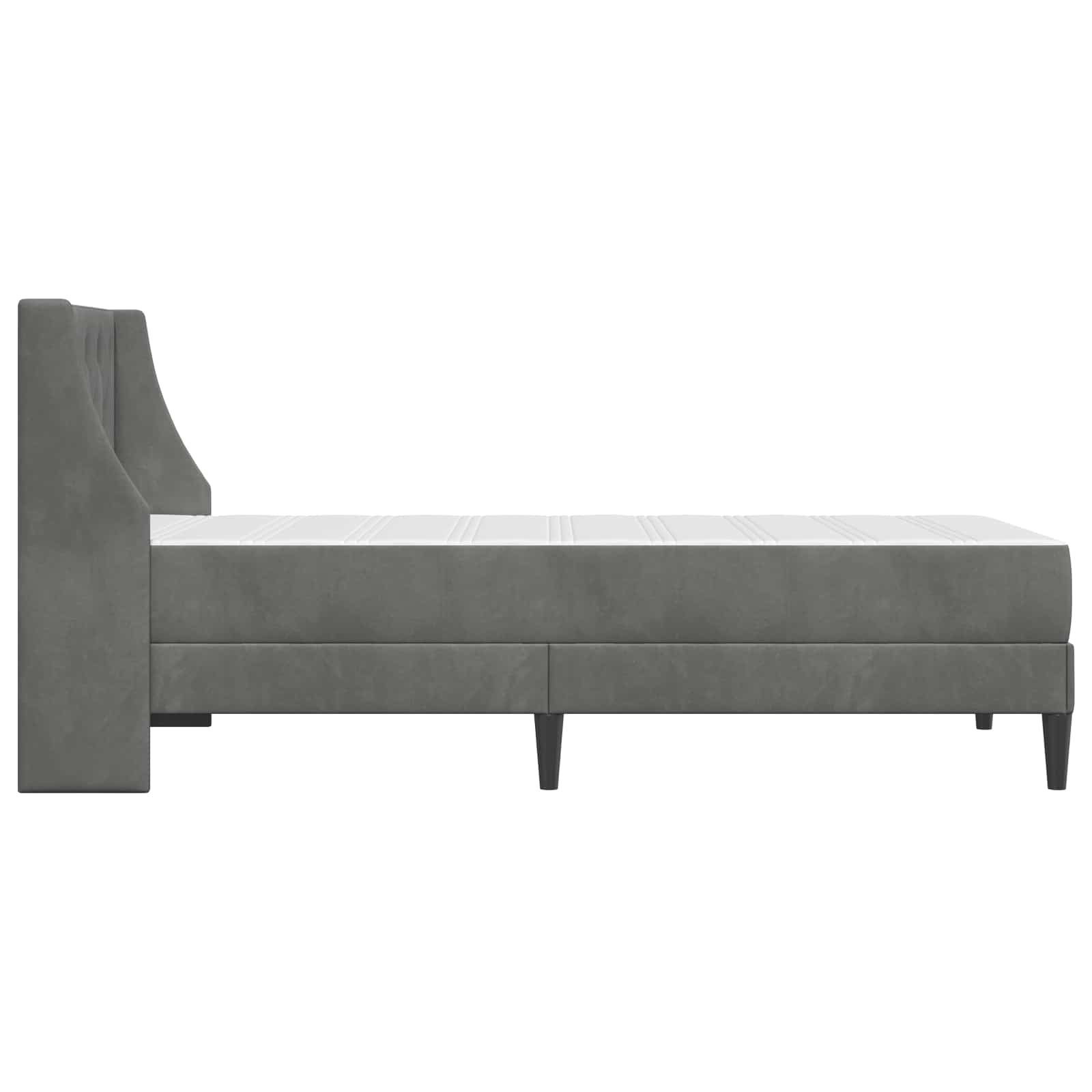 Bed Frame with Mattress Dark Grey 90 x 190 cm Velvet