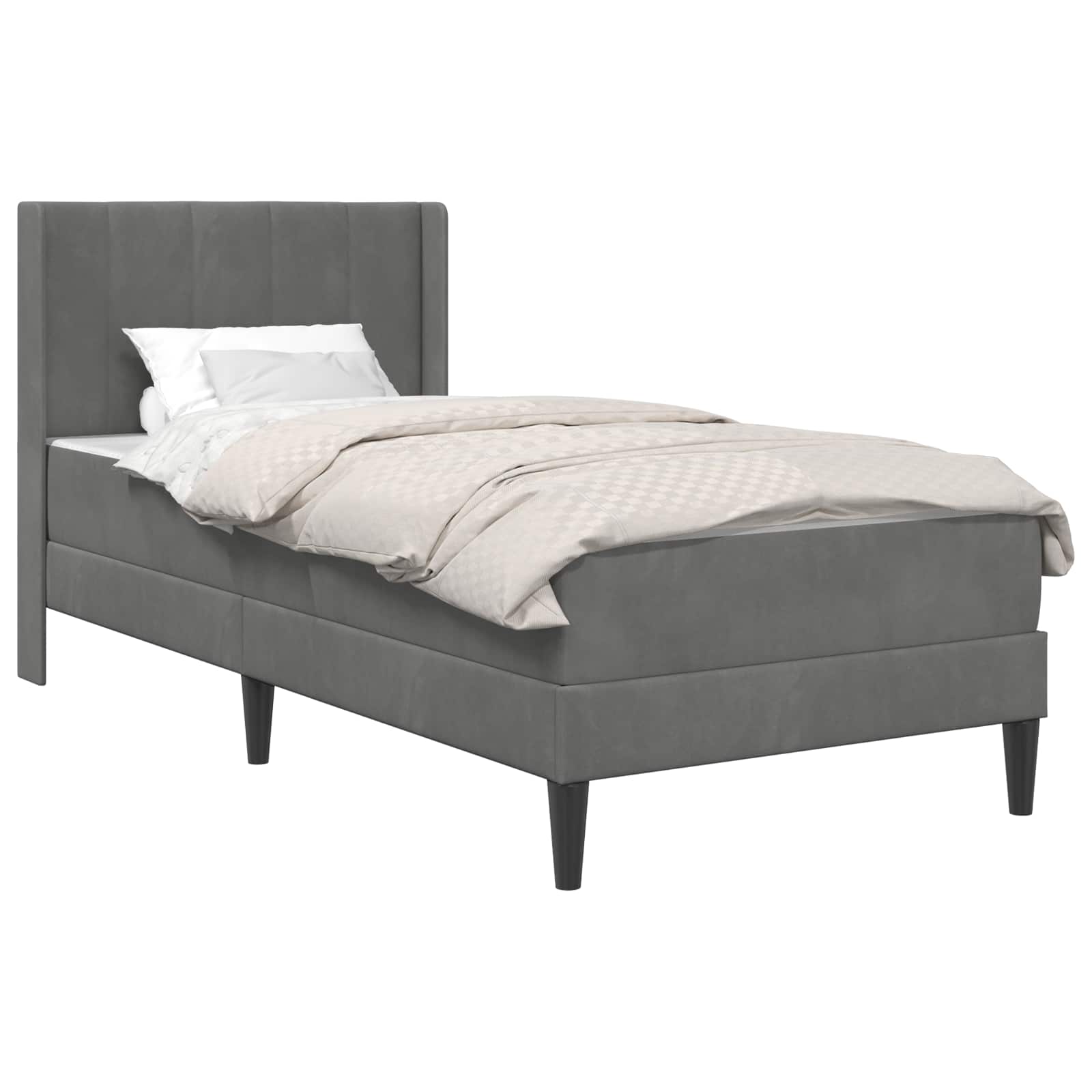 Bed Frame with Mattress Dark Grey 90 x 190 cm Velvet