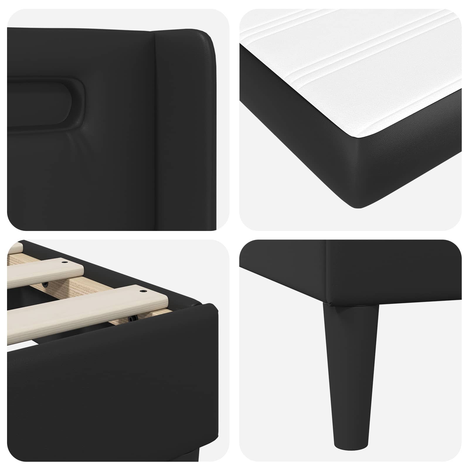 Bed Frame with Mattress Black 90 x 190 cm Faux Leather