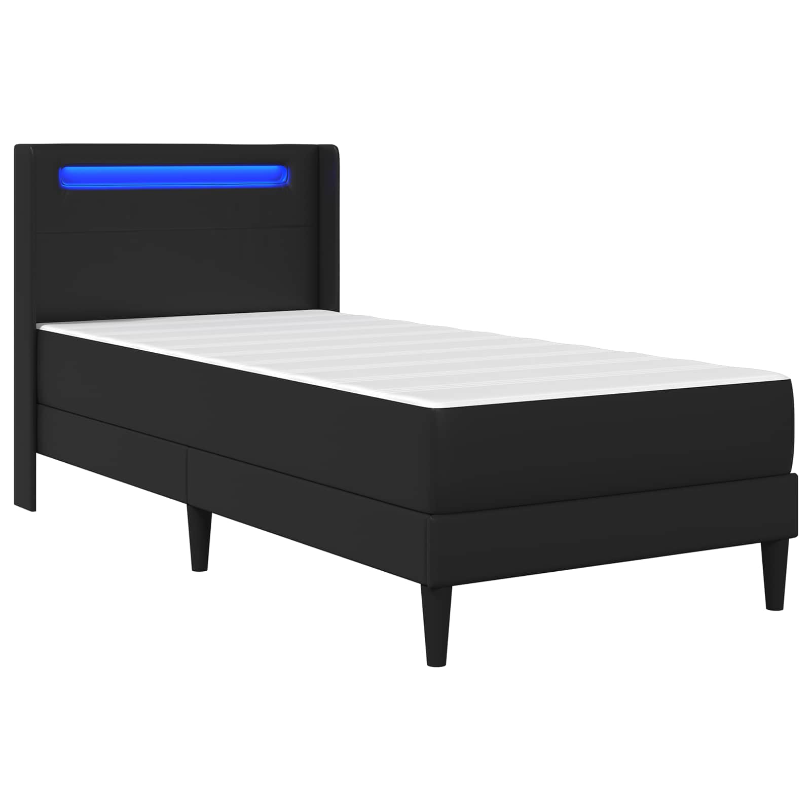 Bed Frame with Mattress Black 90 x 190 cm Faux Leather