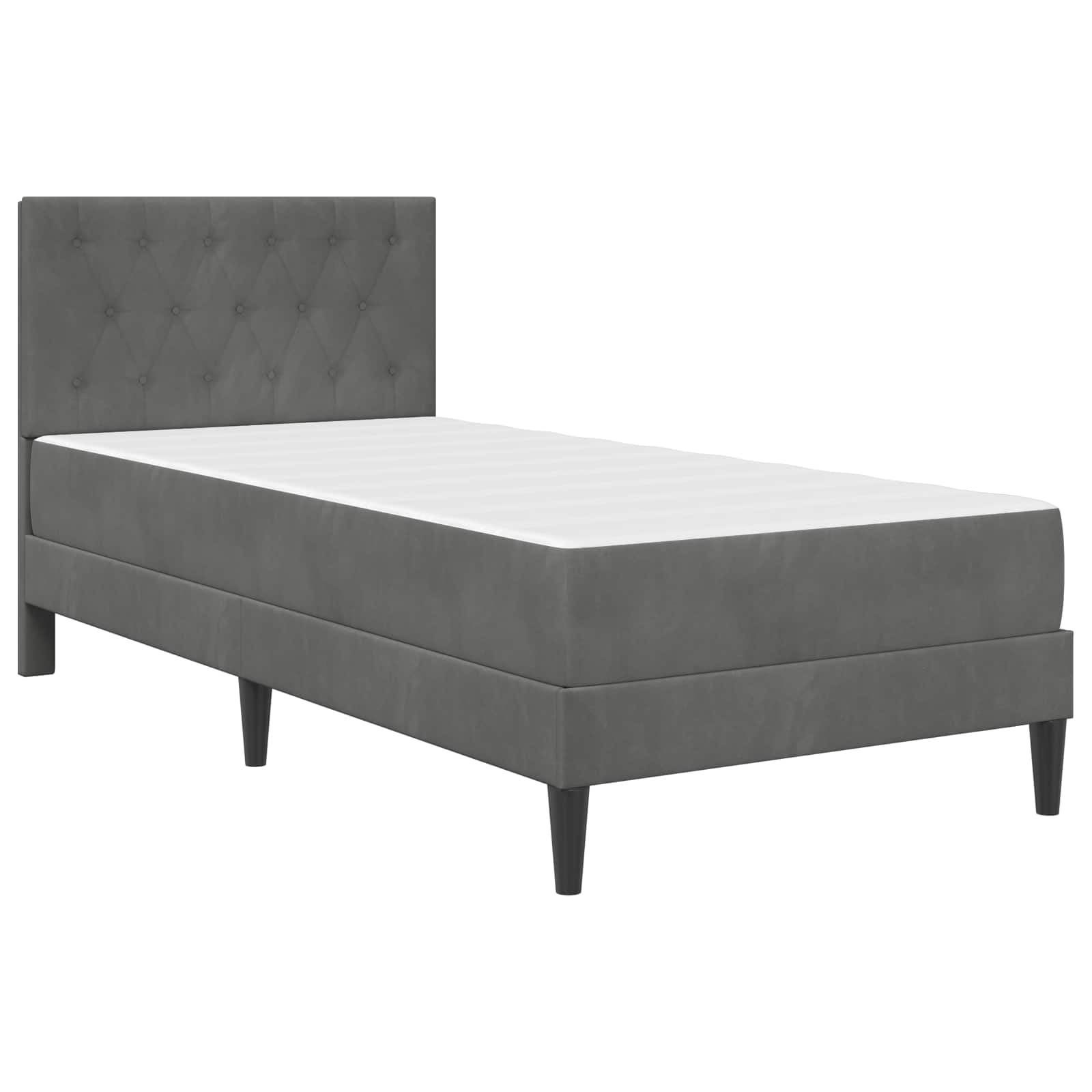 Bed Frame with Mattress Dark Grey 90 x 190 cm Velvet