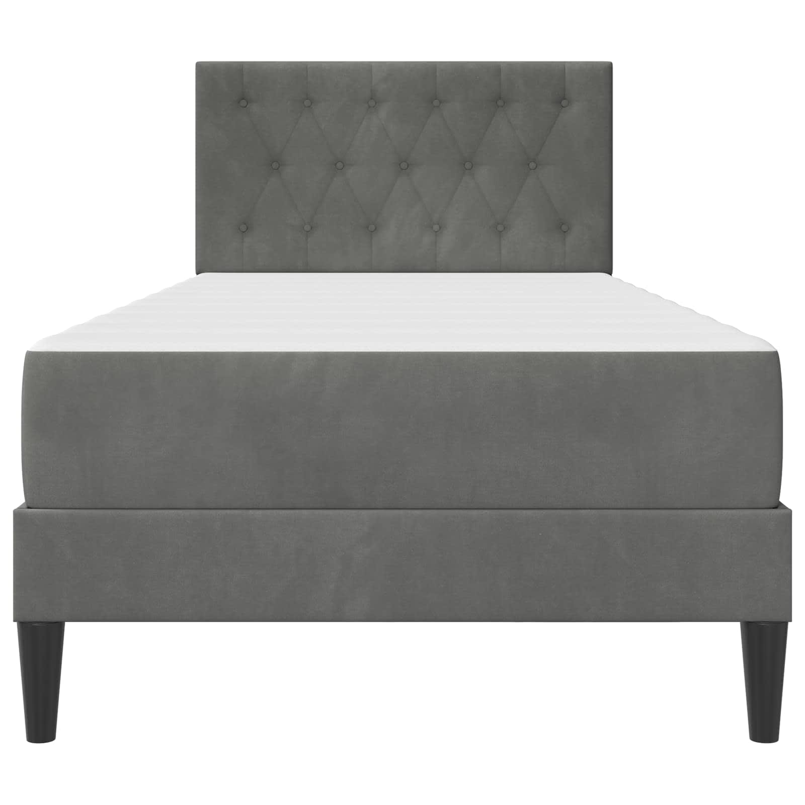 Bed Frame with Mattress Dark Grey 90 x 190 cm Velvet