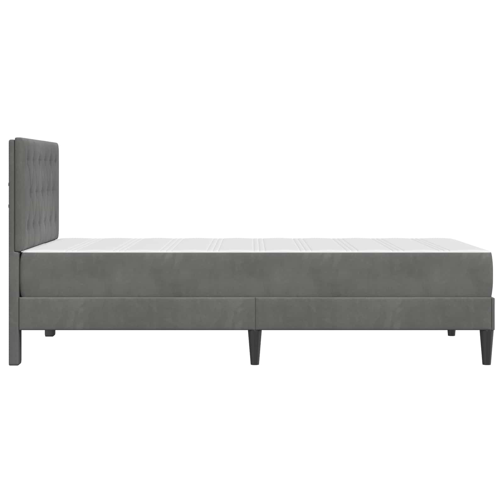 Bed Frame with Mattress Dark Grey 90 x 190 cm Velvet