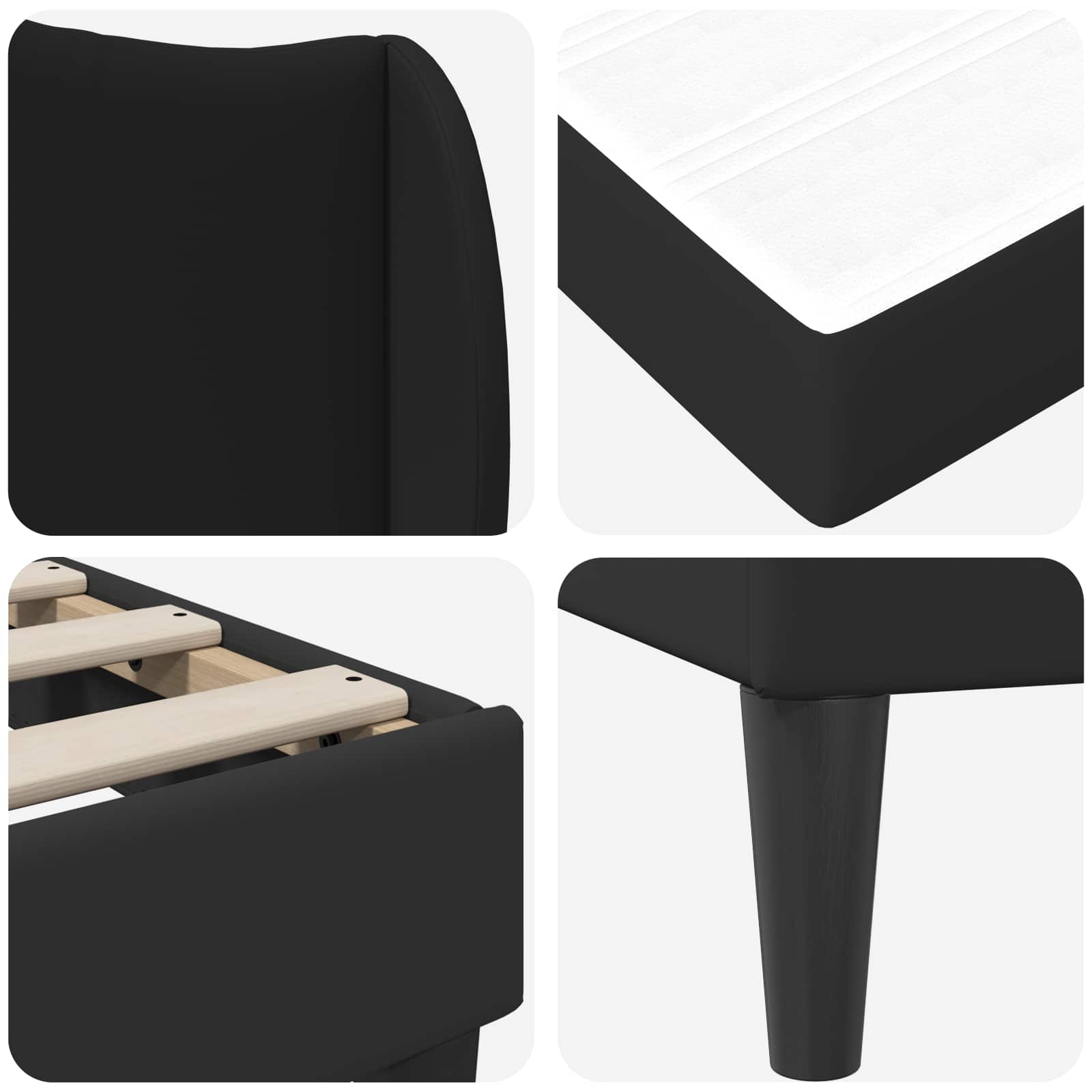 Bed Frame with Headboard Black 90 x 190 cm Faux Leather