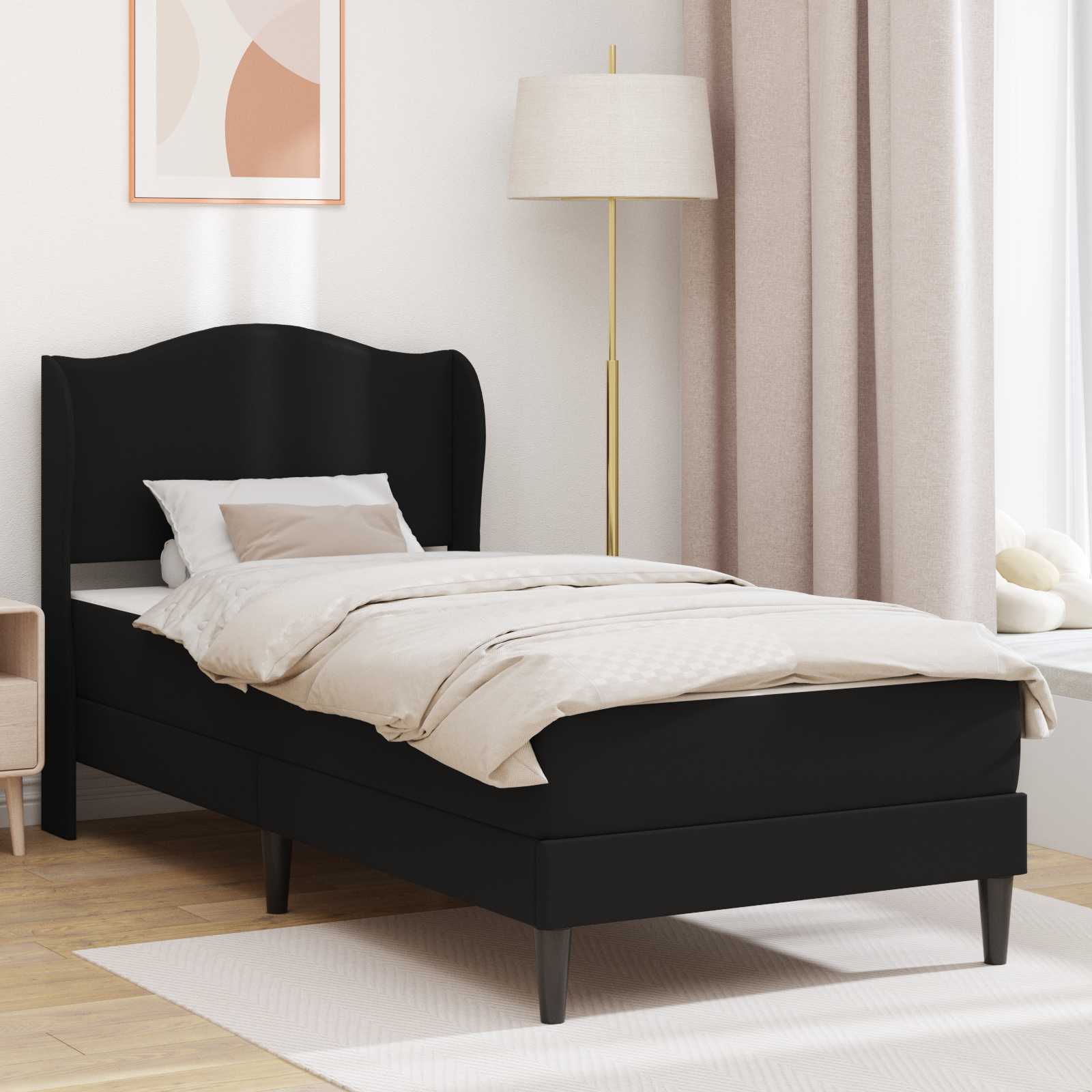 Bed Frame with Headboard Black 90 x 190 cm Faux Leather