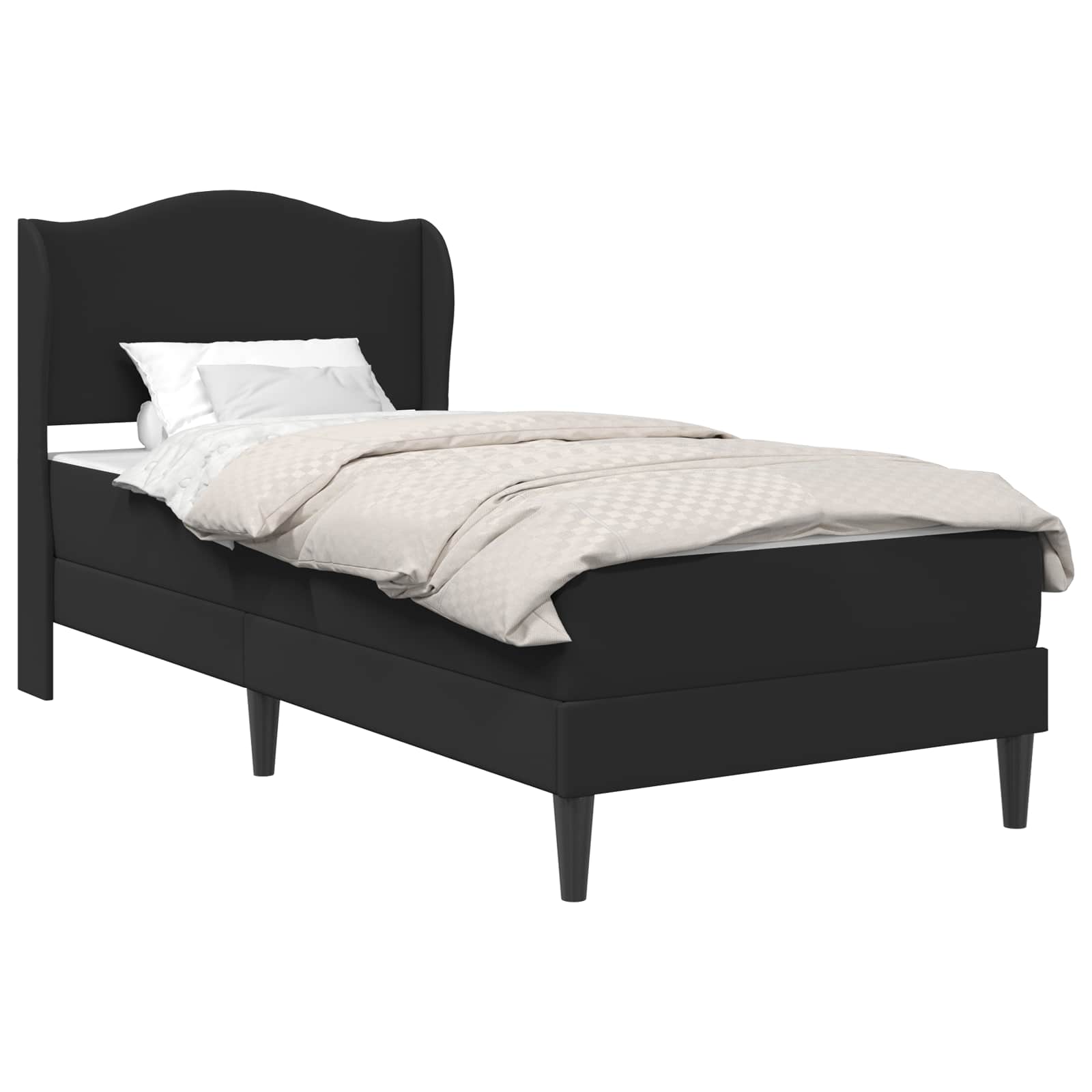 Bed Frame with Headboard Black 90 x 190 cm Faux Leather