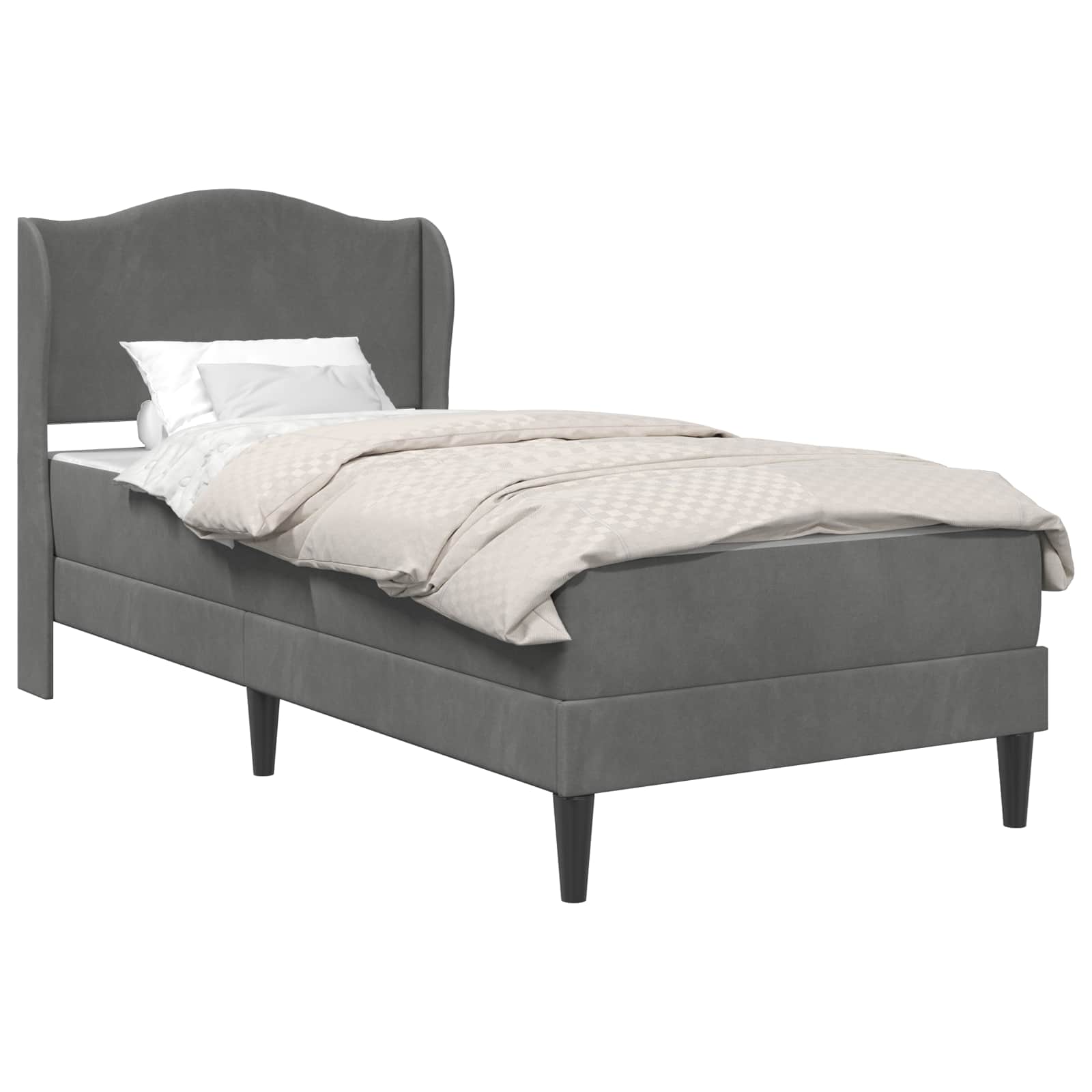 Bed Frame with Headboard Dark Grey 90 x 190 cm Velvet