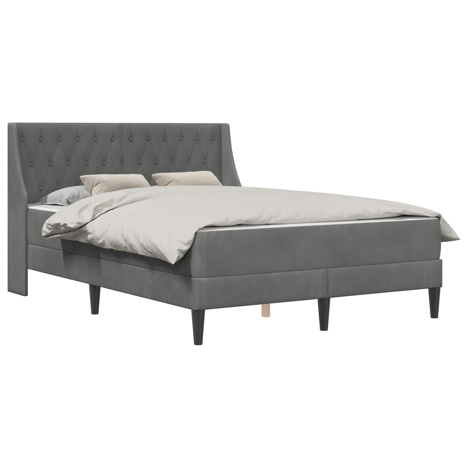 Bed Frame with Mattress Dark Grey 137 x 190 cm Velvet