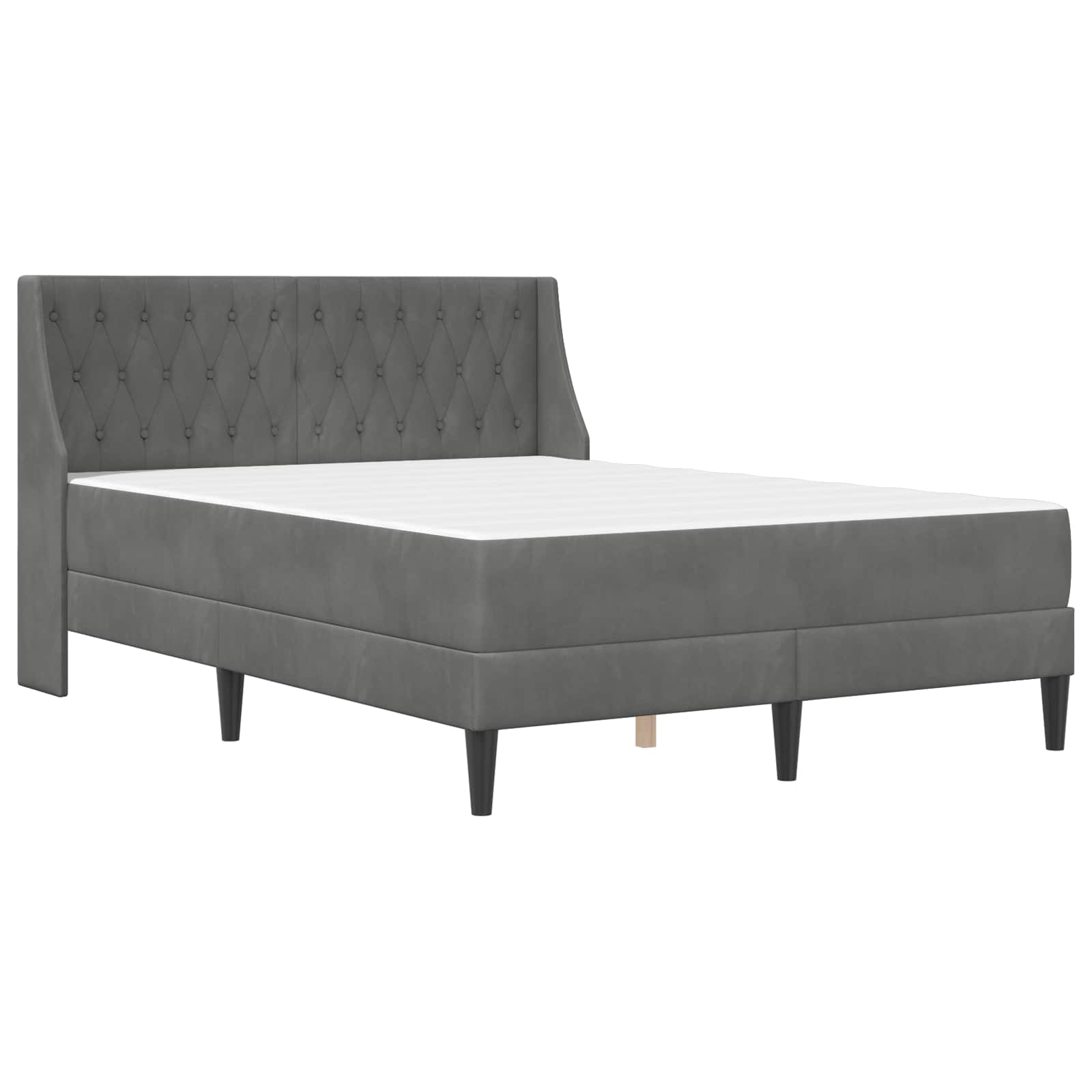 Bed Frame with Mattress Dark Grey 137 x 190 cm Velvet