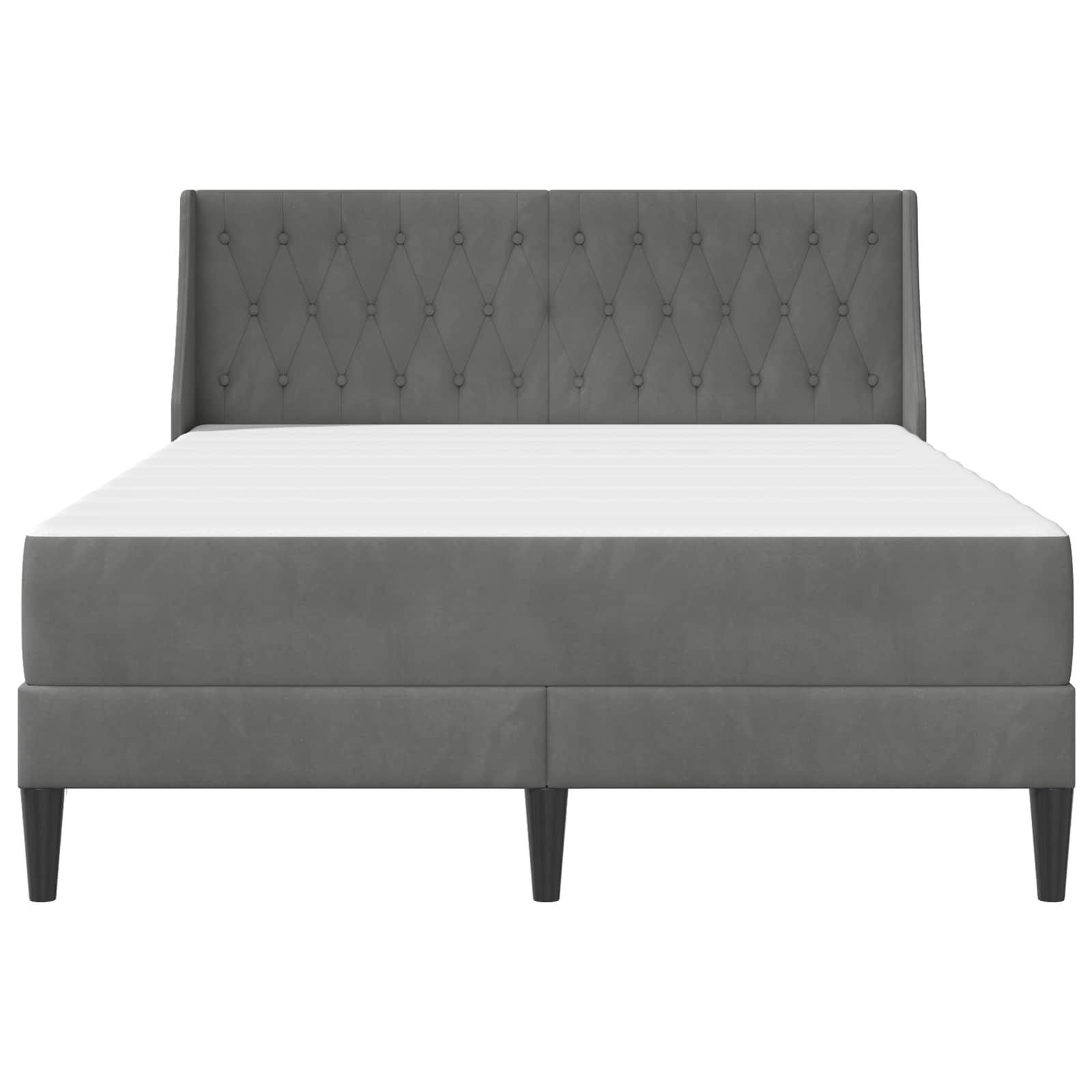 Bed Frame with Mattress Dark Grey 137 x 190 cm Velvet