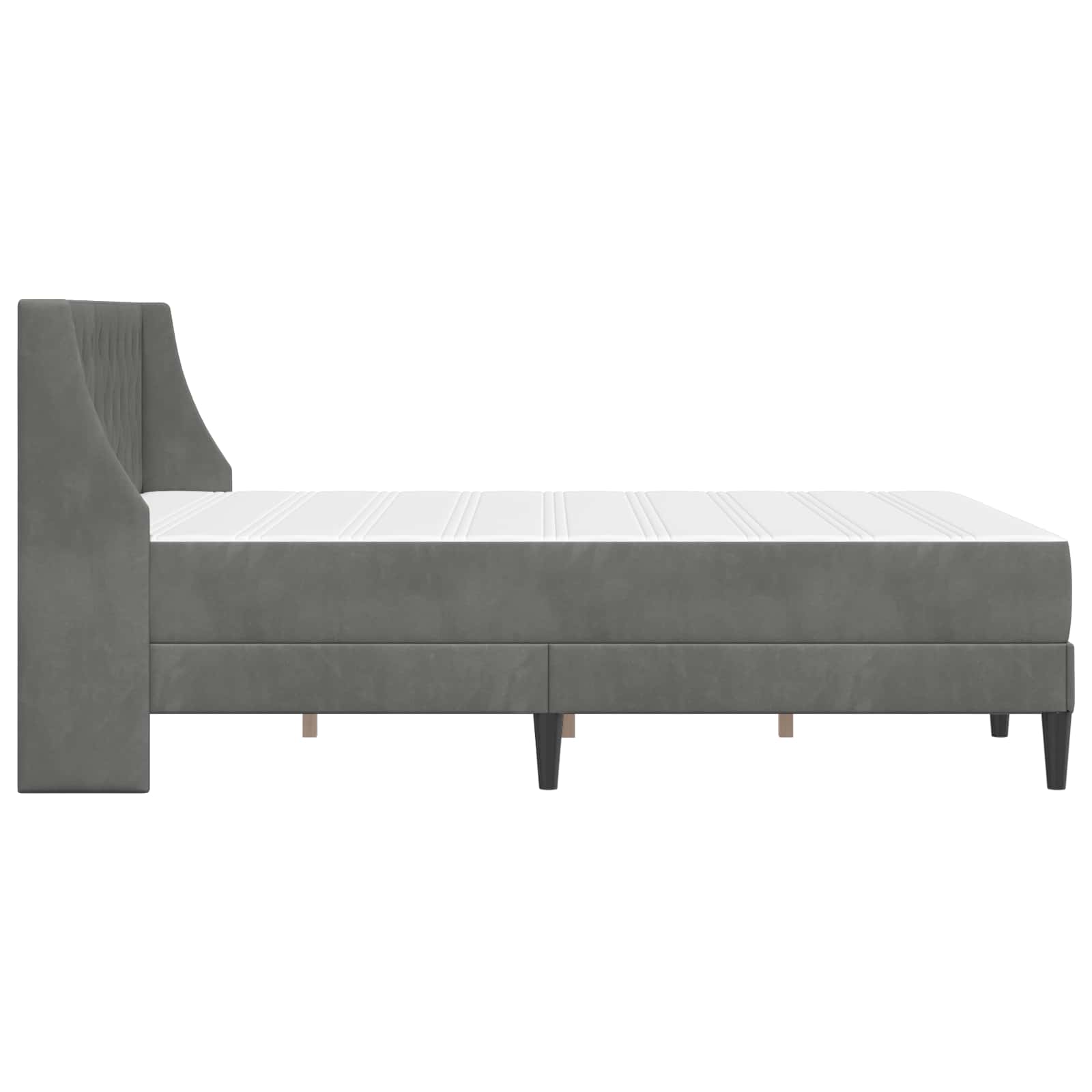Bed Frame with Mattress Dark Grey 137 x 190 cm Velvet