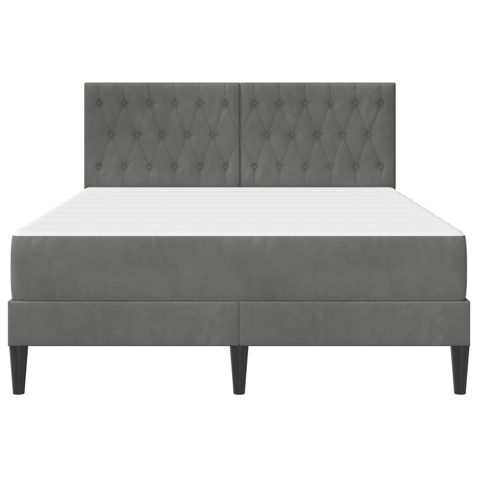 Bed Frame with Mattress Dark Grey 137 x 190 cm Velvet