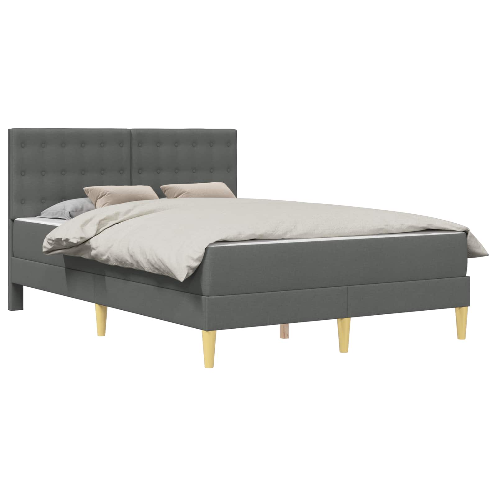 Bed Frame with Mattress Dark Grey 137 x 190 cm Fabric