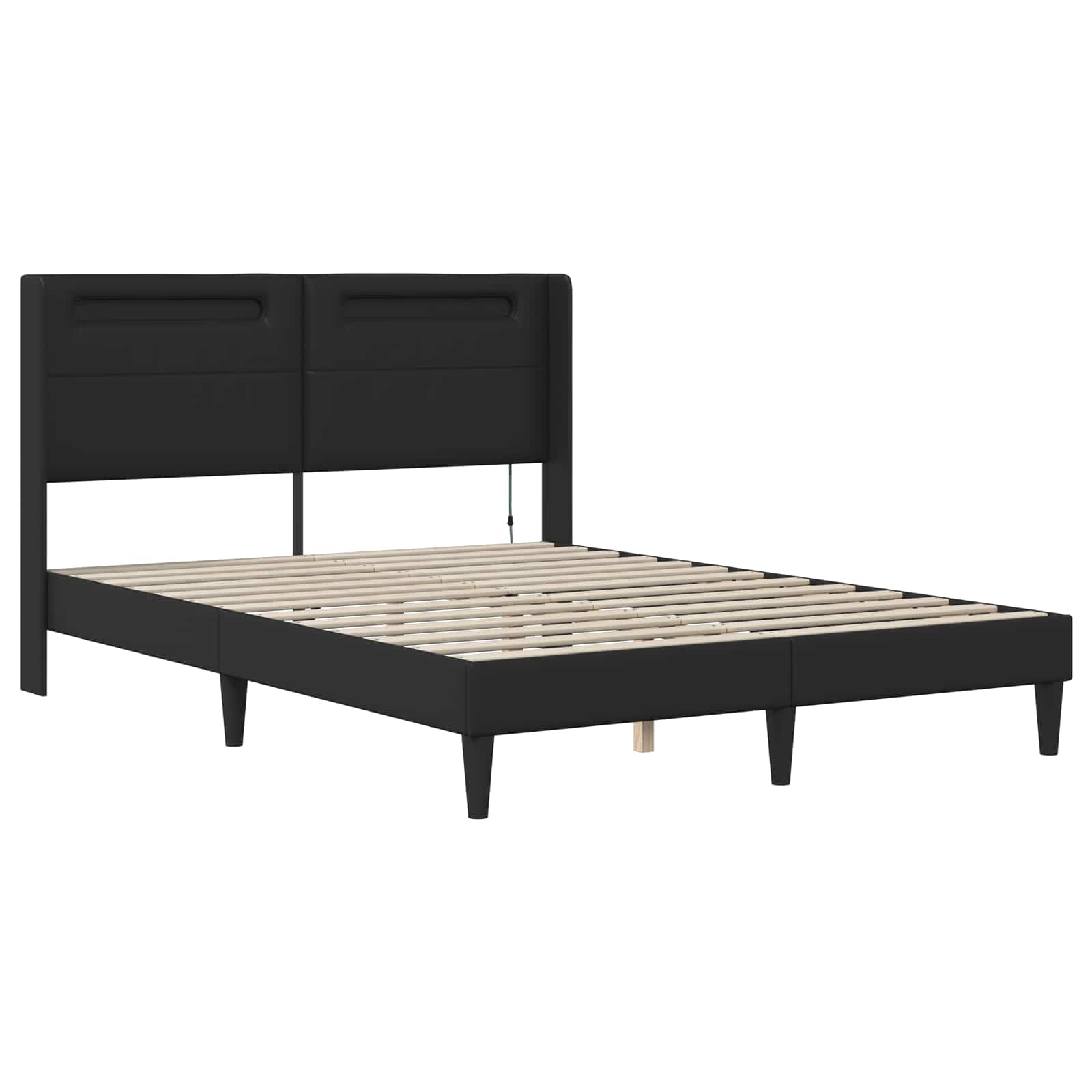 Bed Frame with Mattress Black 137 x 190 cm Faux Leather