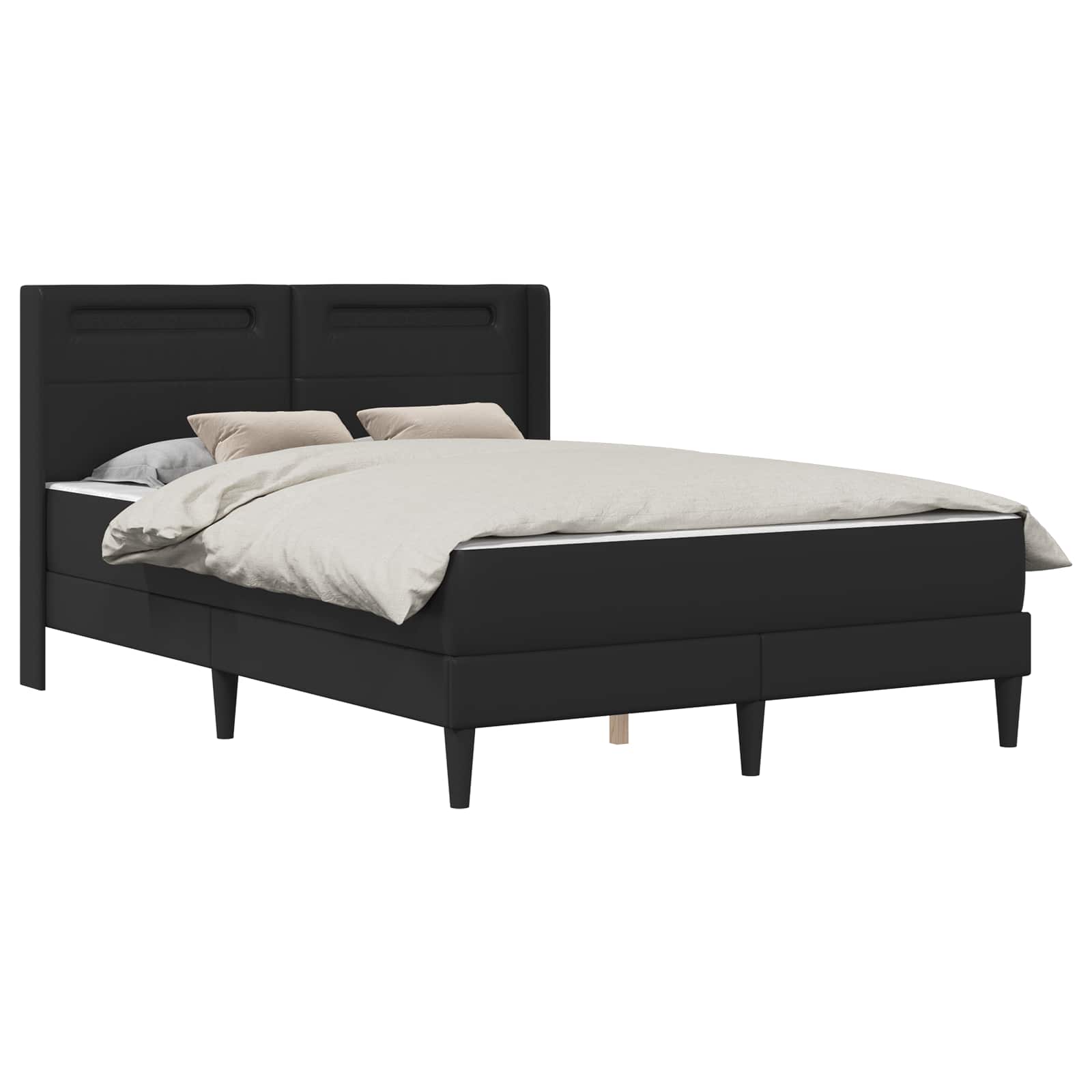 Bed Frame with Mattress Black 137 x 190 cm Faux Leather