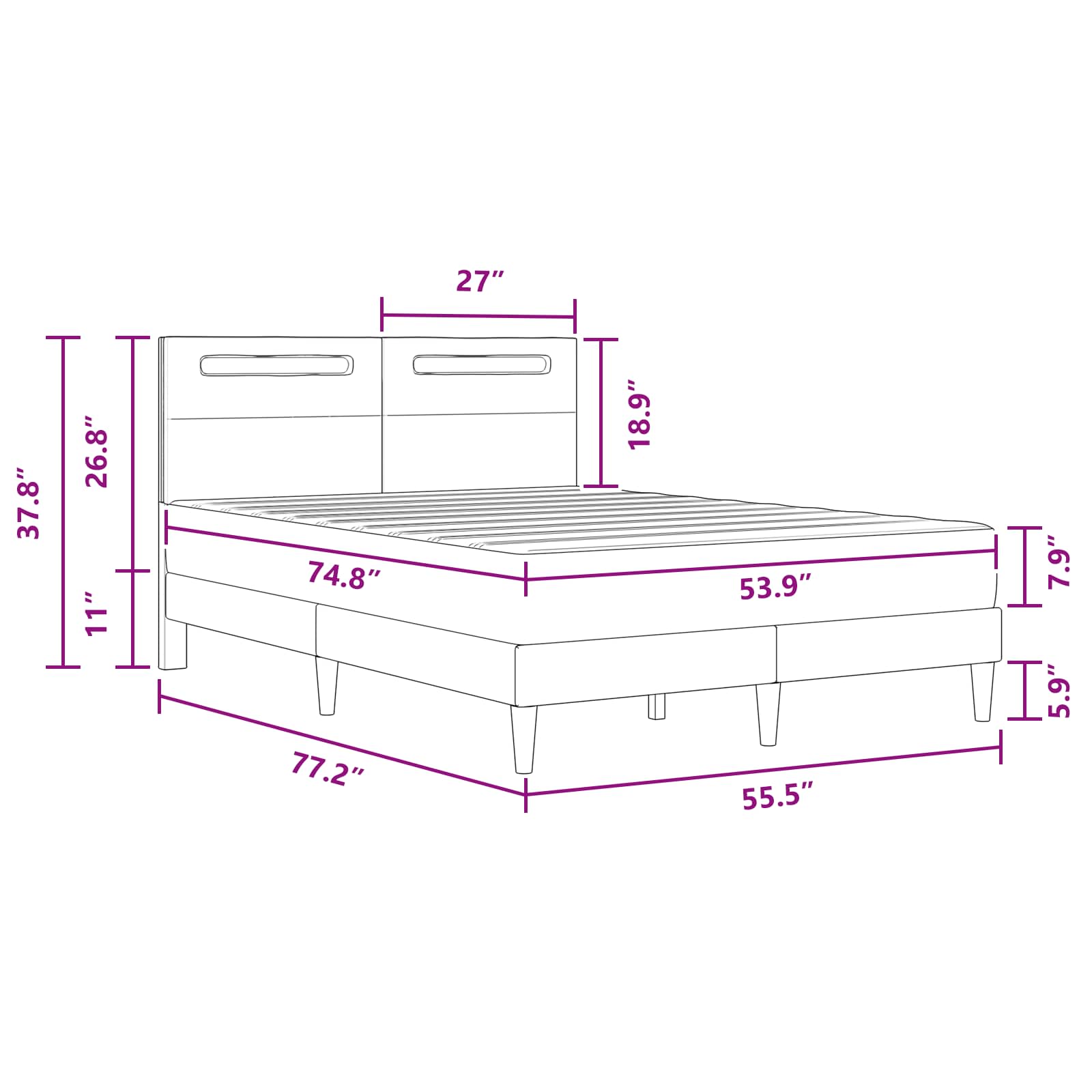 Bed Frame with Mattress Black 137 x 190 cm Faux Leather