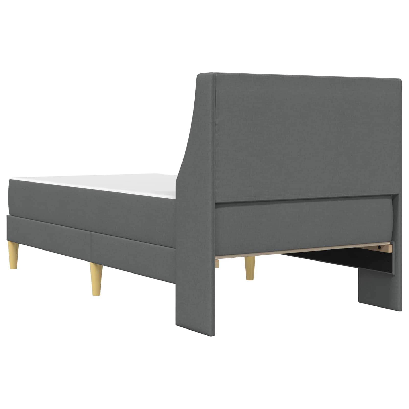 Bed Frame with Mattress Wall-mounted 2 pcs Dark Grey Fabric