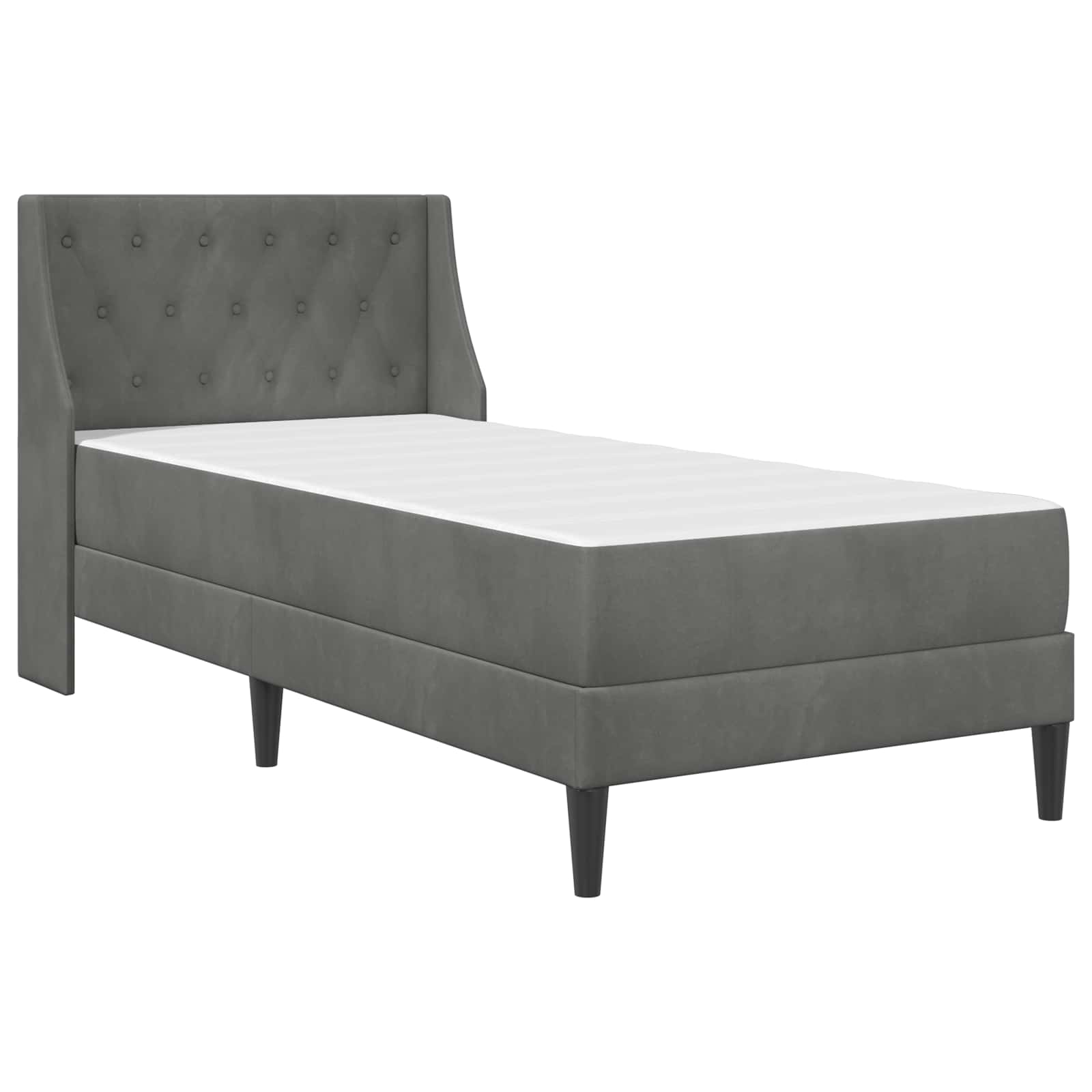 Bed Frame with Mattress Dark Grey 107 x 203 cm Velvet