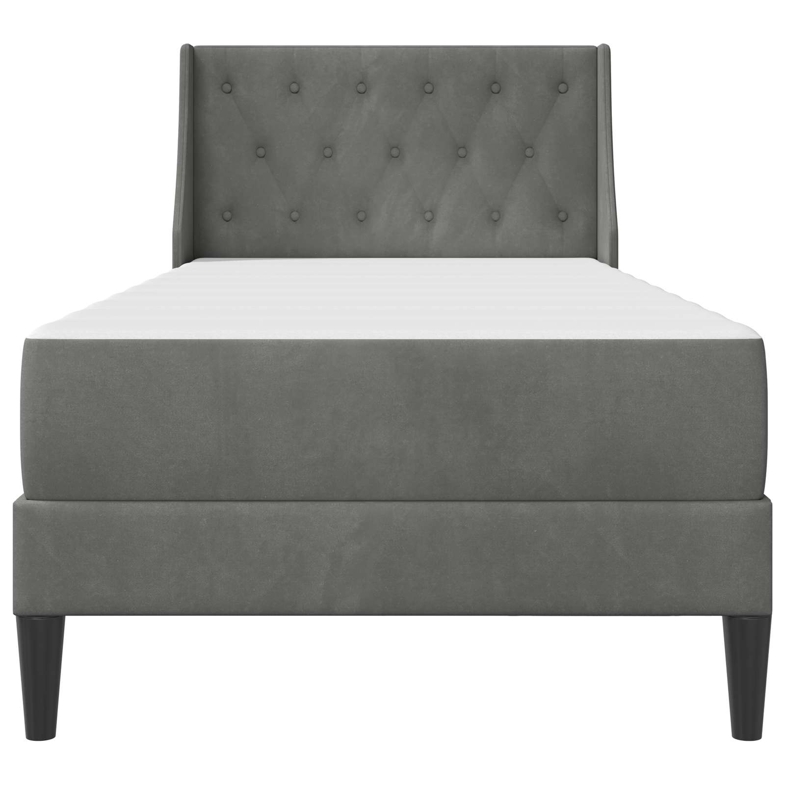 Bed Frame with Mattress Dark Grey 107 x 203 cm Velvet
