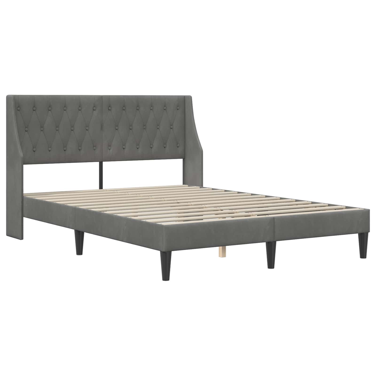 Bed Frame with Mattress with Mattress 2 pcs Dark Grey Velvet