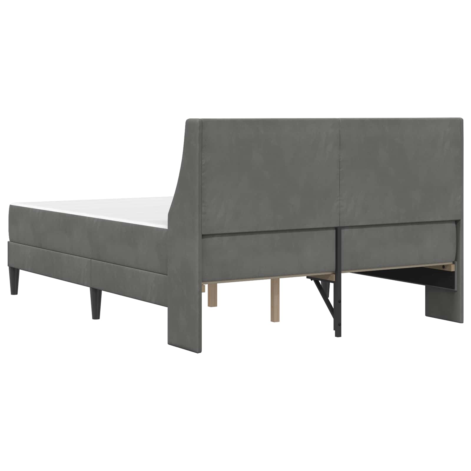 Bed Frame with Mattress with Mattress 2 pcs Dark Grey Velvet
