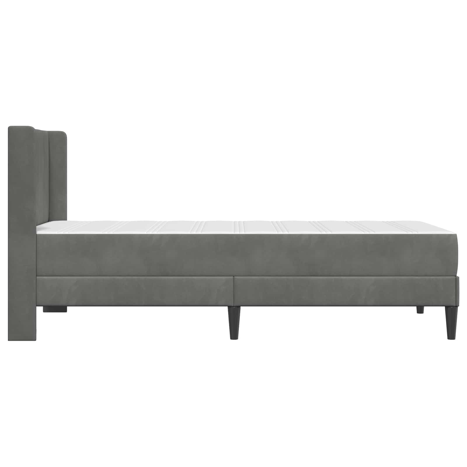 Bed Frame with Mattress Dark Grey 90 x 200 cm Velvet