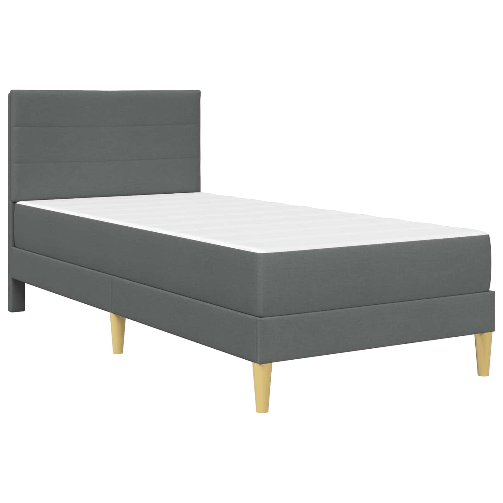 Bed Frame with Mattress Dark Grey 107 x 203 cm Fabric