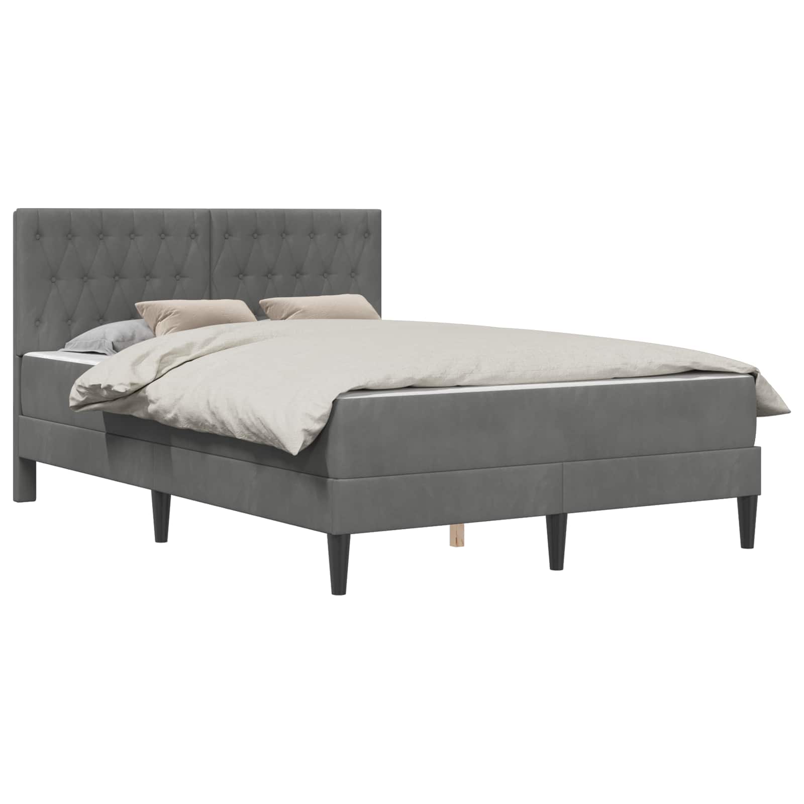 Bed Frame with Mattress Dark Grey 137 x 190 cm Velvet
