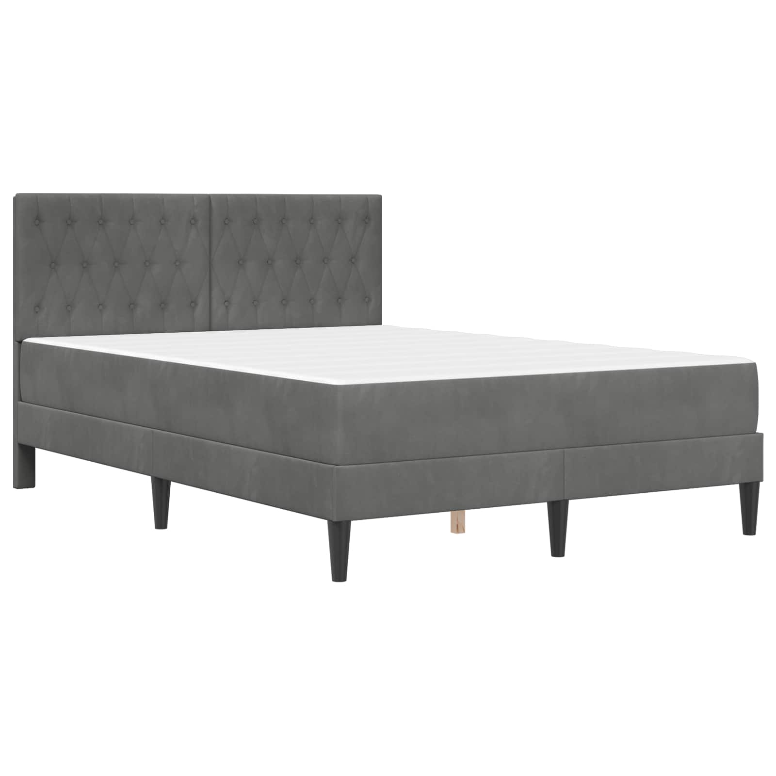 Bed Frame with Mattress Dark Grey 137 x 190 cm Velvet