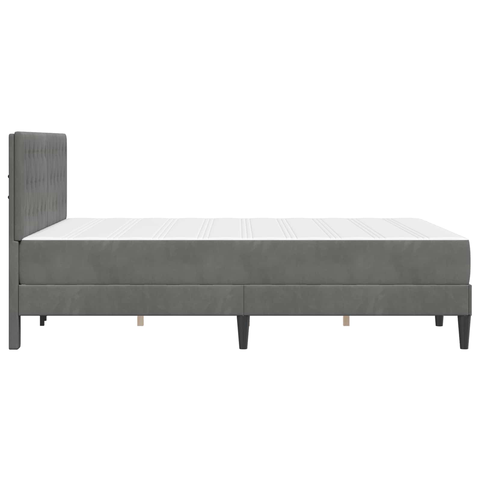 Bed Frame with Mattress Dark Grey 137 x 190 cm Velvet