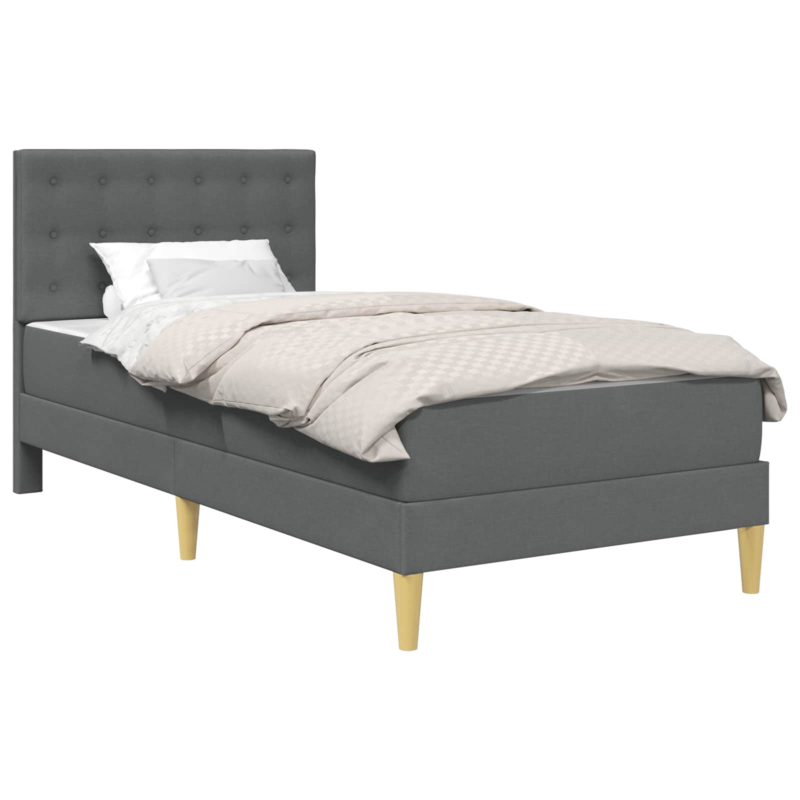 Bed Frame with Mattress Dark Grey 107 x 203 cm Fabric
