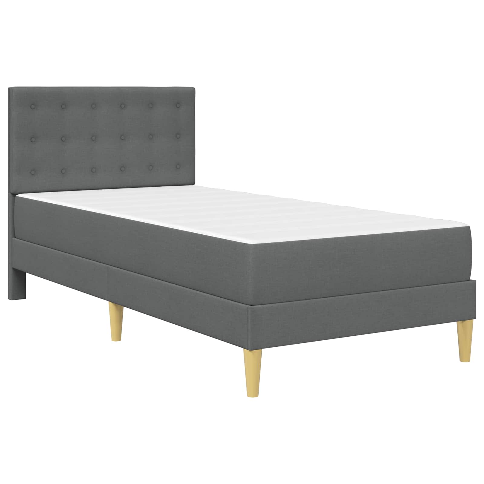 Bed Frame with Mattress Dark Grey 107 x 203 cm Fabric