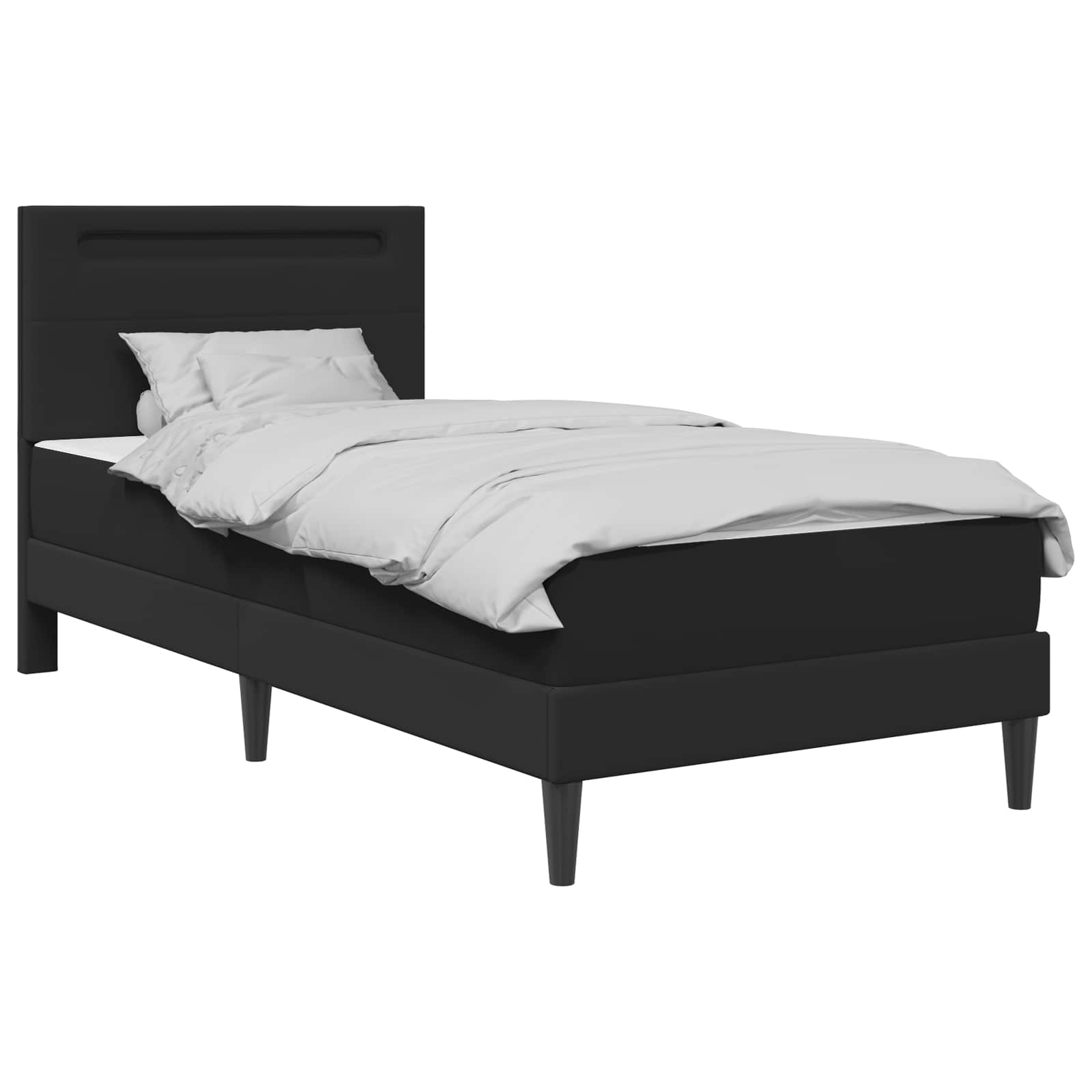 Bed Frame with LED Strip Lights Black Faux Leather