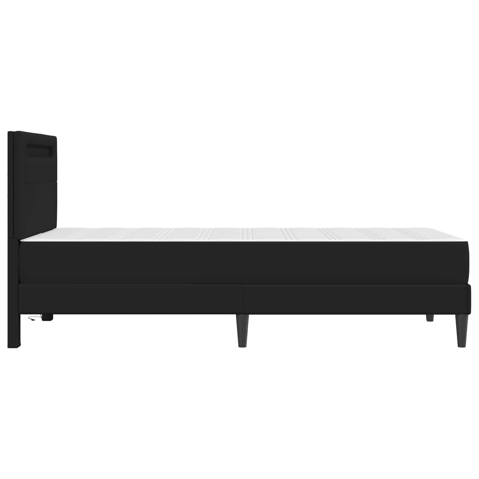 Bed Frame with LED Strip Lights Black Faux Leather