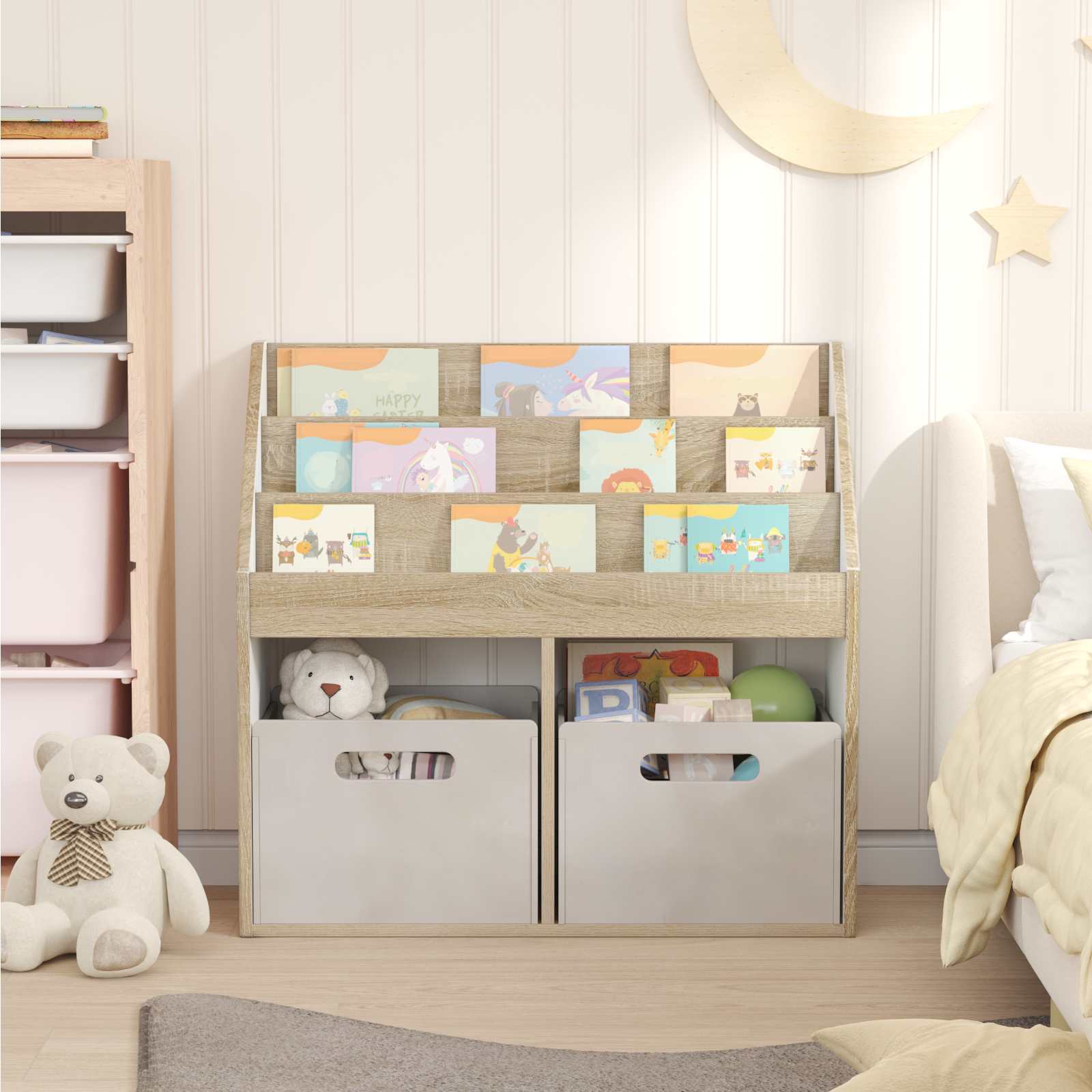 Kids Bookshelf Sonoma Oak 72.5 x 29.5 x 69 cm Engineered Wood