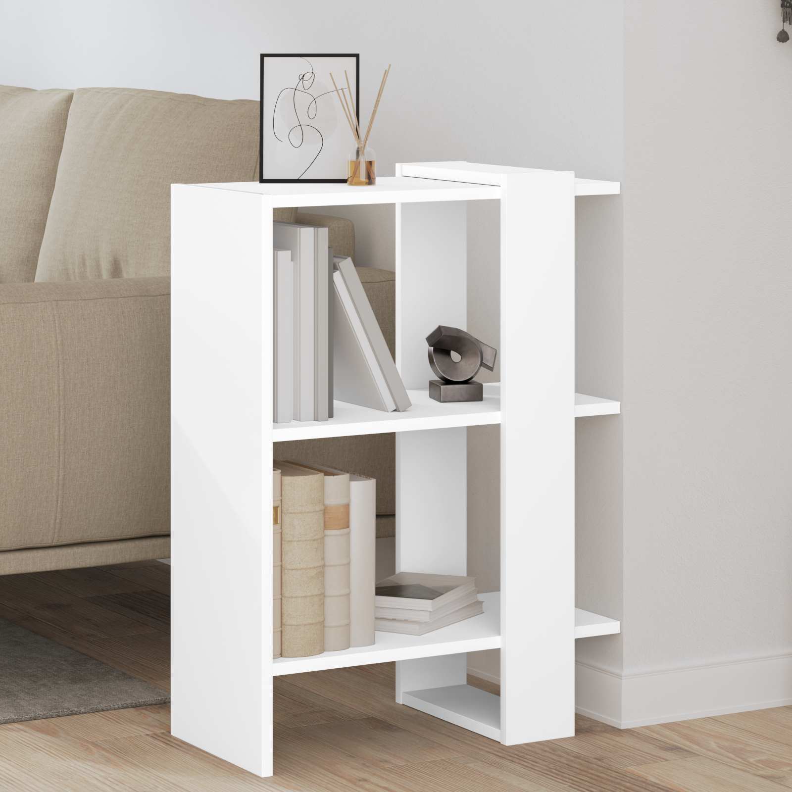 Bookshelf 2-Tier 52 x 25 x 71.5 cm Engineered Wood White