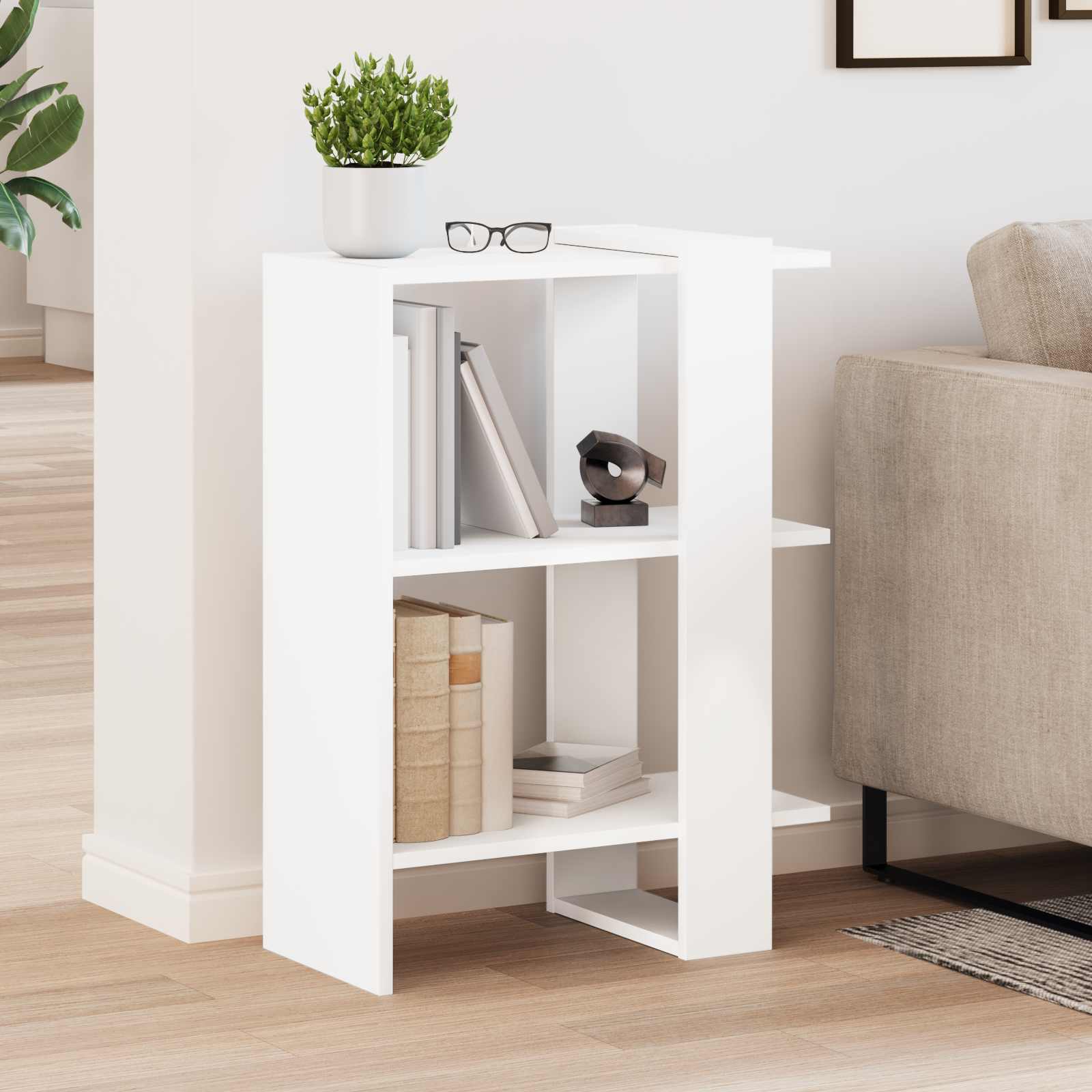 Bookshelf 2-Tier 52 x 25 x 71.5 cm Engineered Wood White