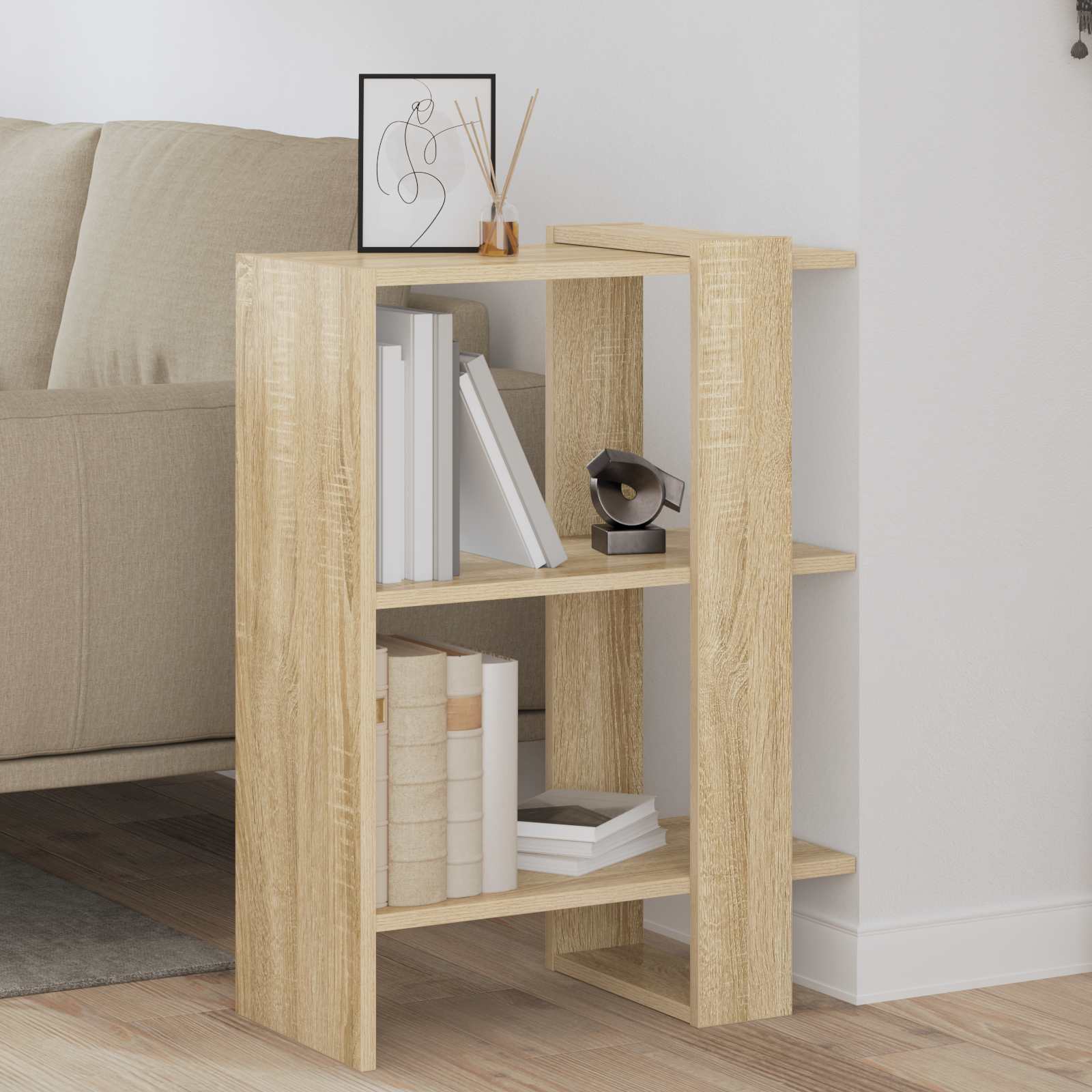 Bookshelf 2-Tier 52 x 25 x 71.5 cm Engineered Wood Sonoma Oak