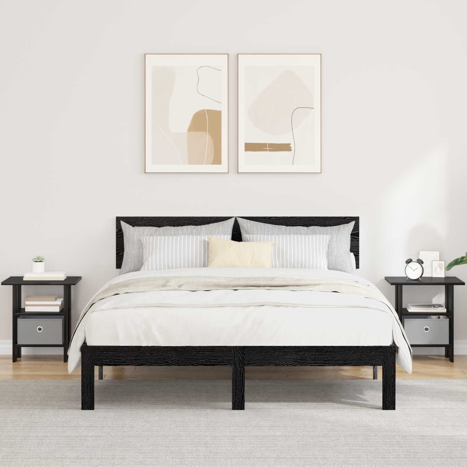 Bedside Table 2 pcs Black Oak 41 x 40 x 45 cm Engineered Wood