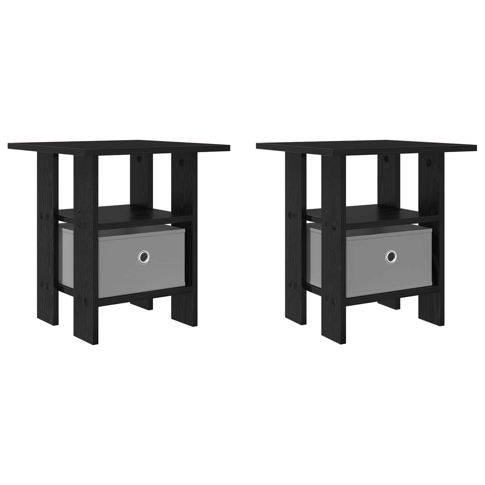 Bedside Table 2 pcs Black Oak 41 x 40 x 45 cm Engineered Wood