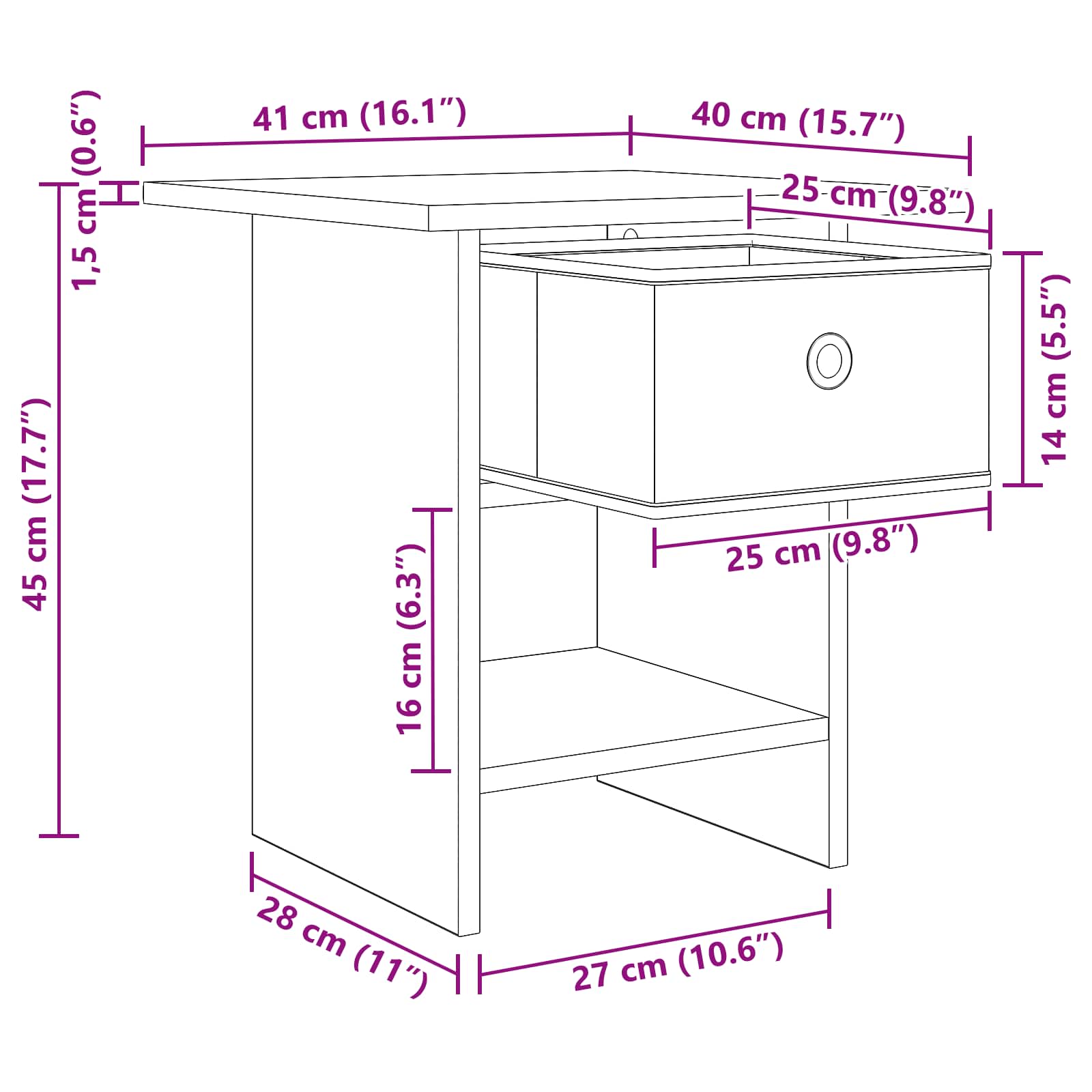 Bedside Table 2 pcs White 41 x 40 x 45 cm Engineered Wood