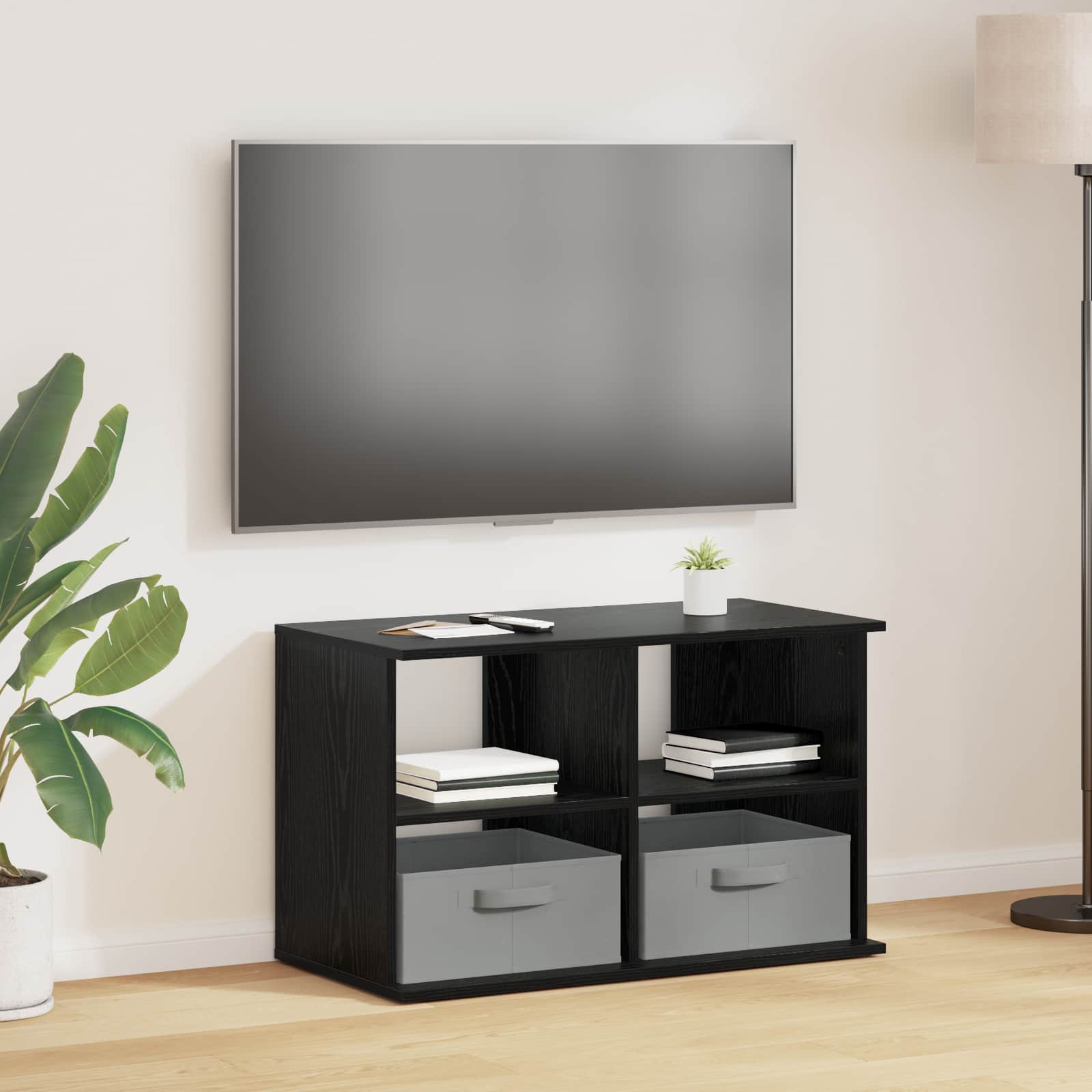 TV stand with Drawer Black Oak 79 x 40 x 48 cm